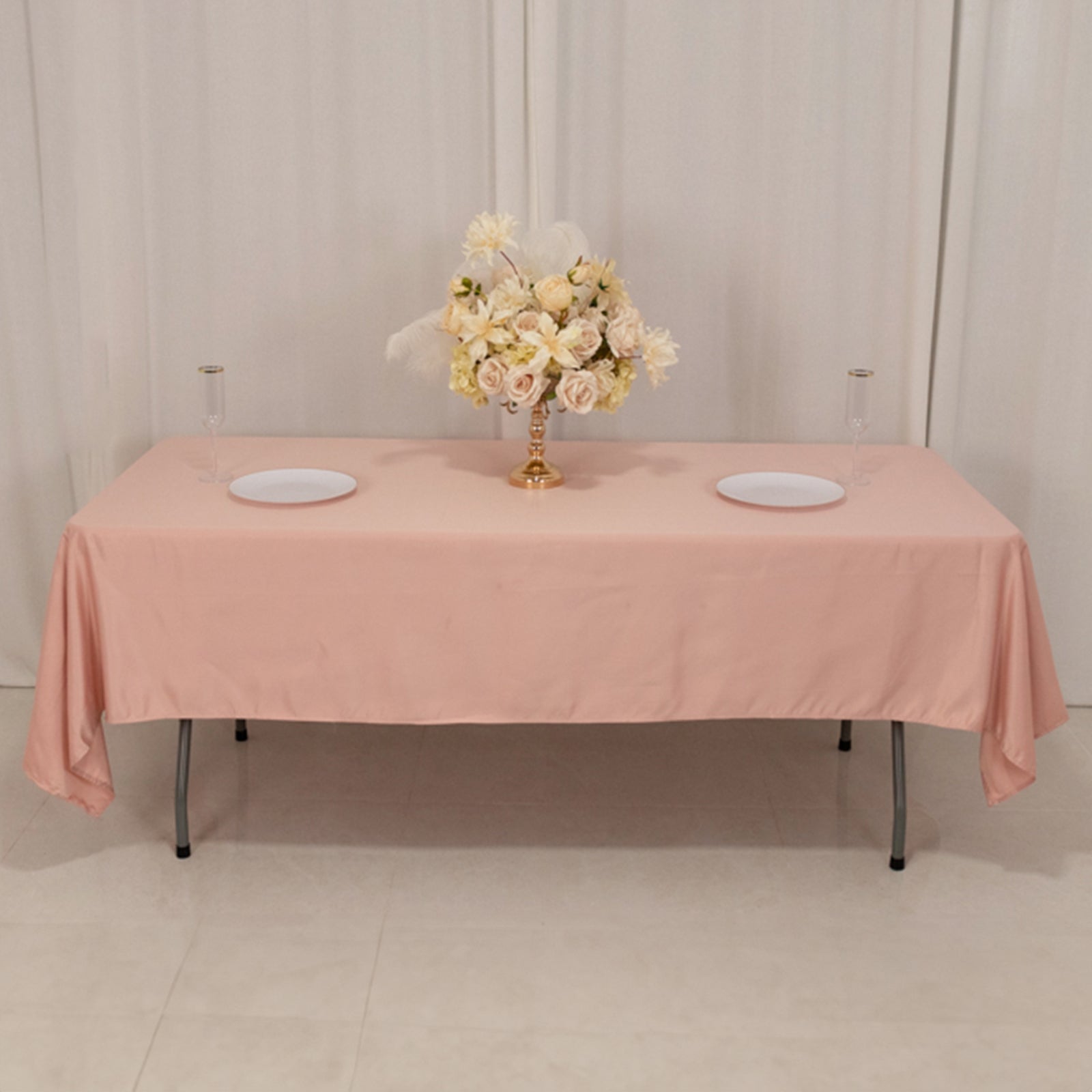 Lamour Satin Rectangle Tablecloth in Dusty Rose - Durable & Soft, Ideal for Events