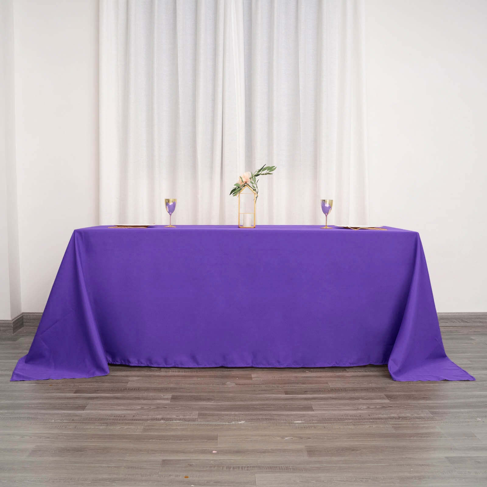 Purple 90x132 Polyester Seamless Wrinkle-Resistant Rectangle Tablecloth - Great Deal!