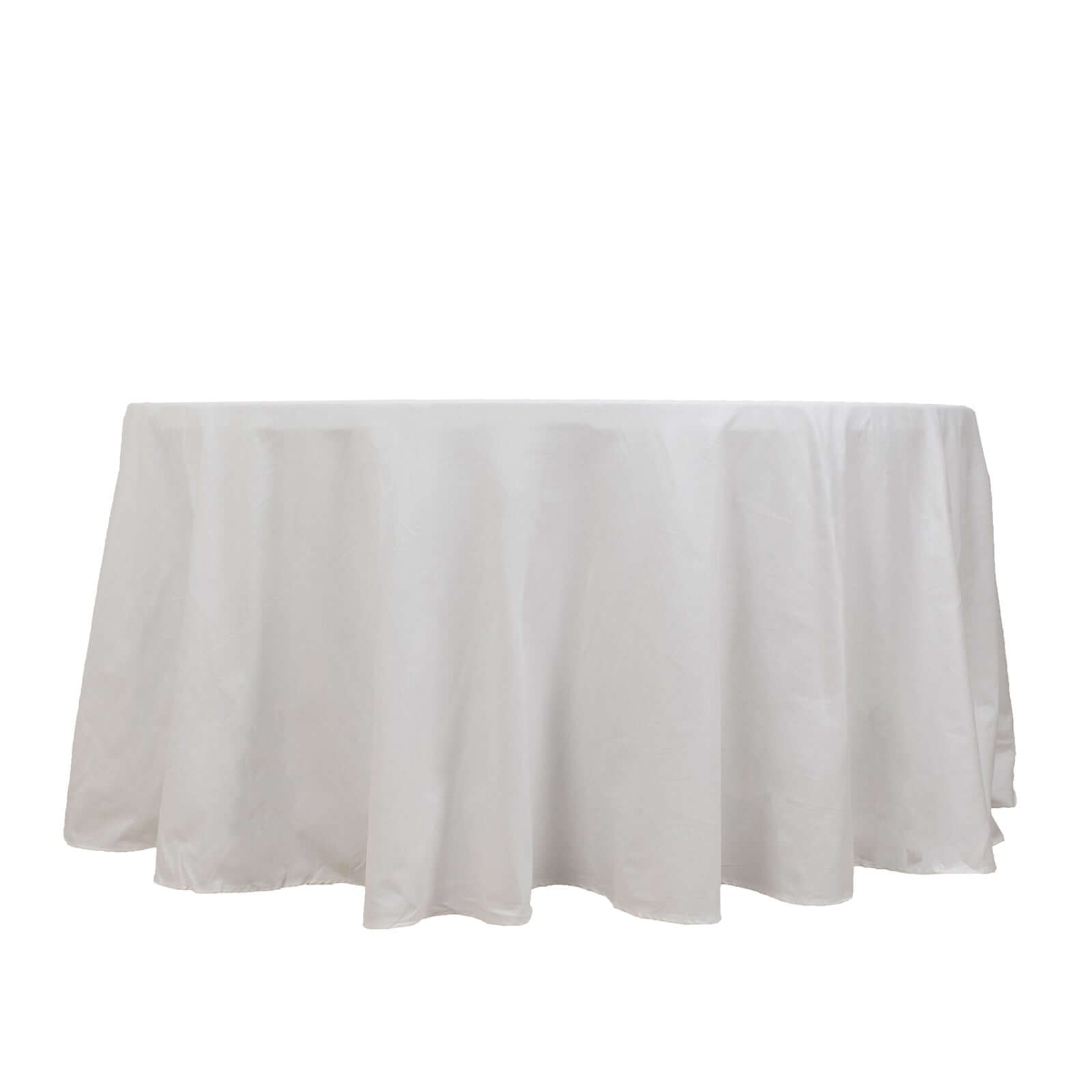 Soft & Breathable 100% Cotton White Round Tablecloth - 120' Diameter, Seamless Design