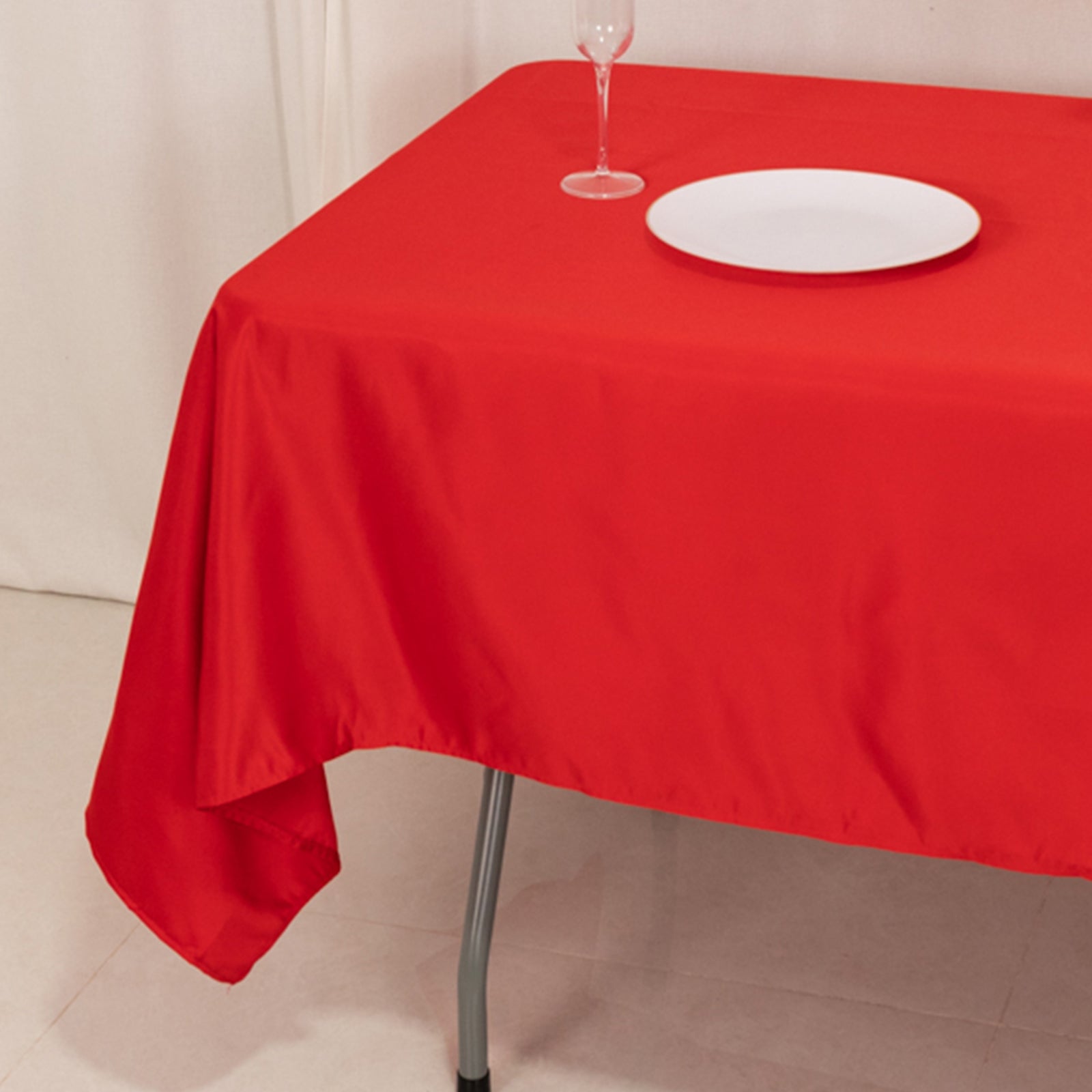 Red Lamour Satin Rectangle Tablecloth (60x102) - Durable & Silky Soft, Great Deal!