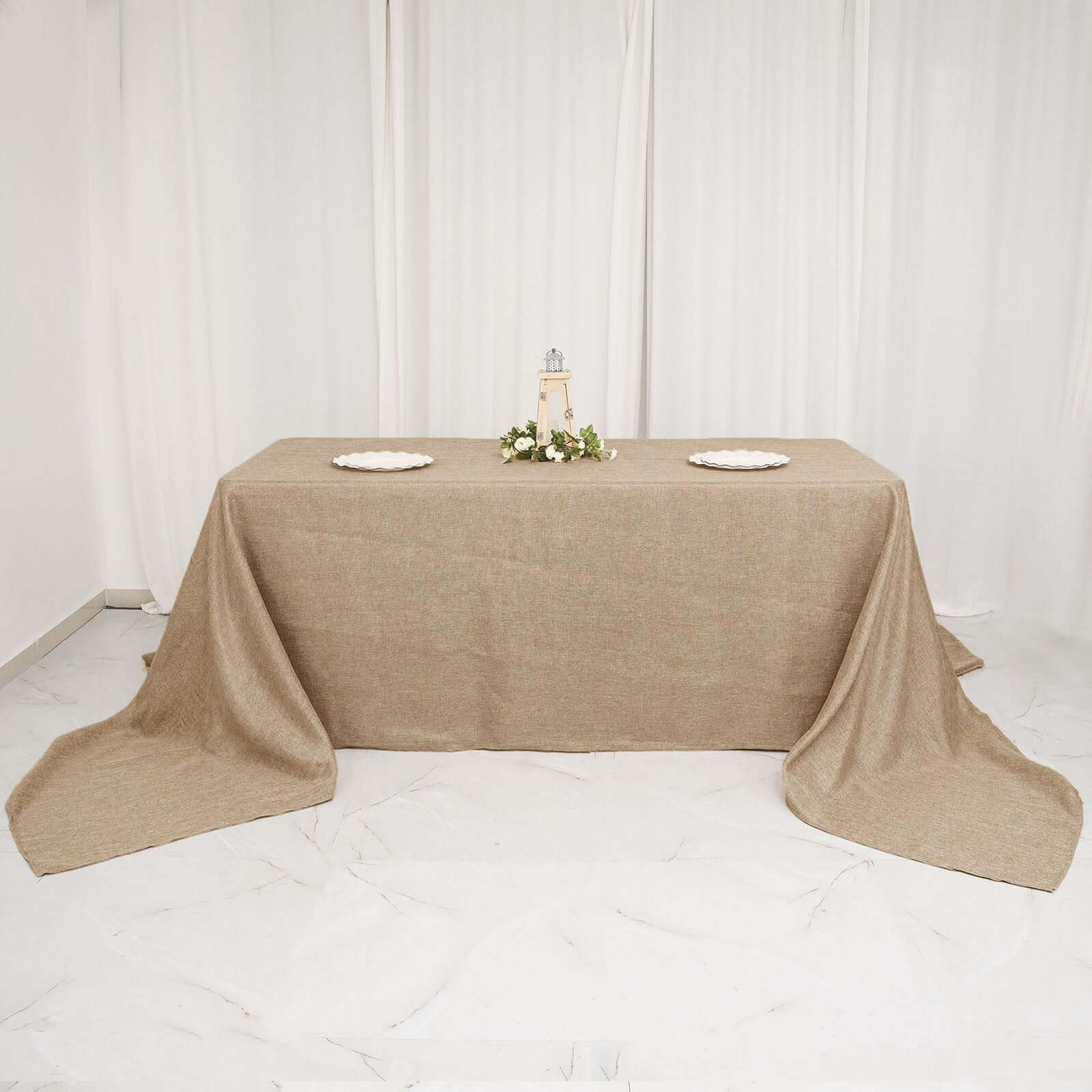 Natural Rustic Faux Burlap Jute Rectangle Tablecloth - Perfect for Events!