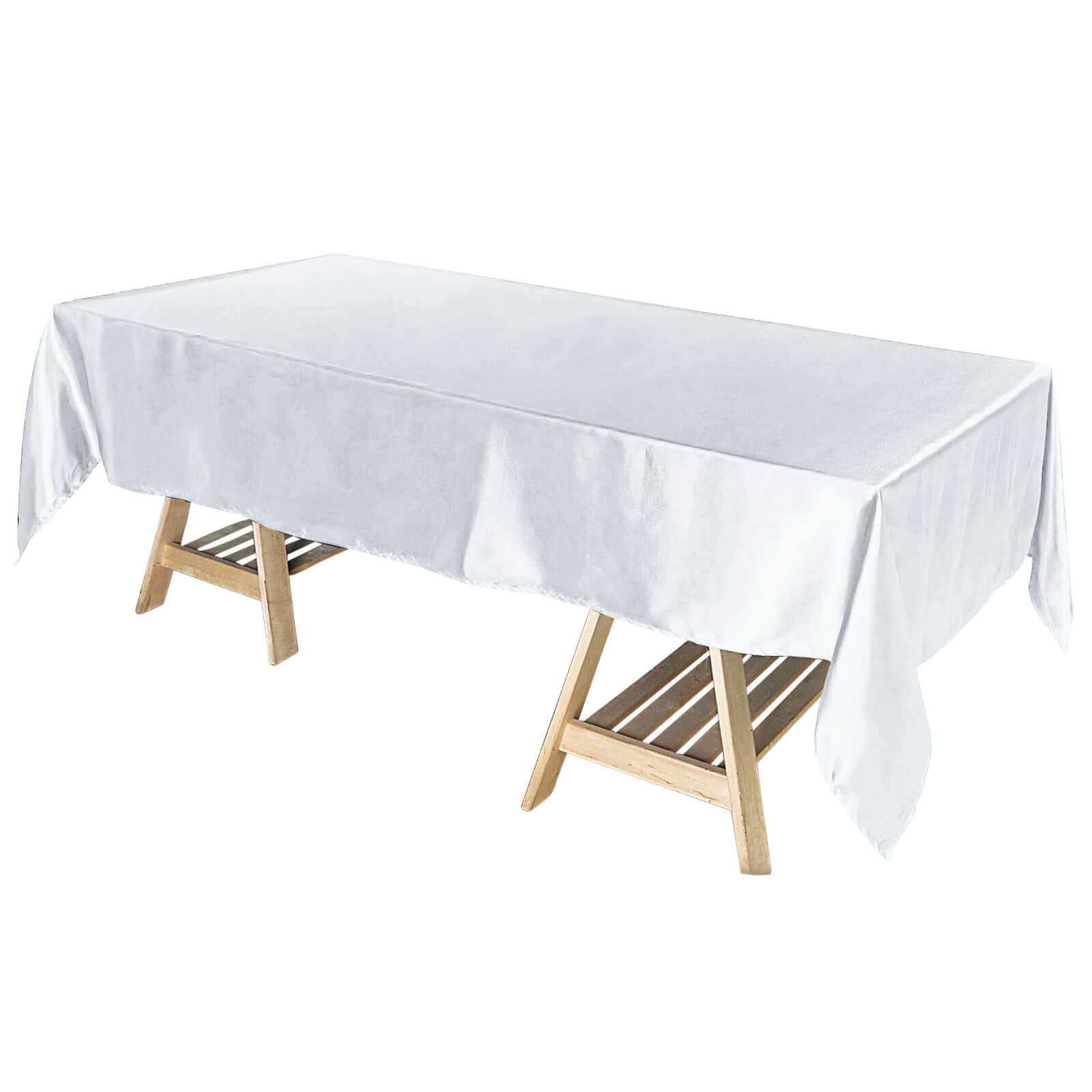 White Satin 60x102 Rectangular Tablecloth - Lustrous Finish for Weddings and Parties
