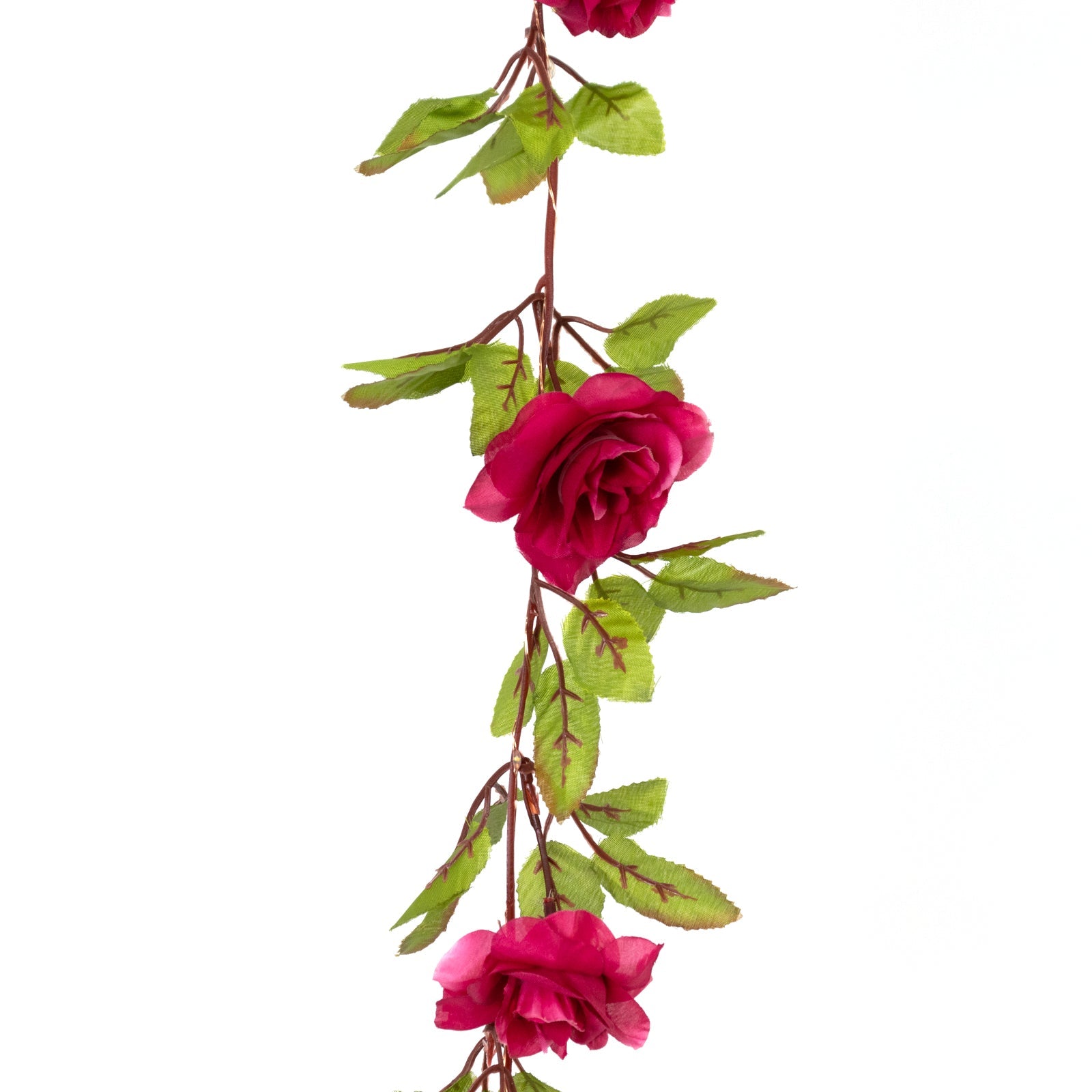 Hot Sale! 7-Foot LED Red Silk Rose Flower Garland with 20 Warm White Battery-Operated Lights