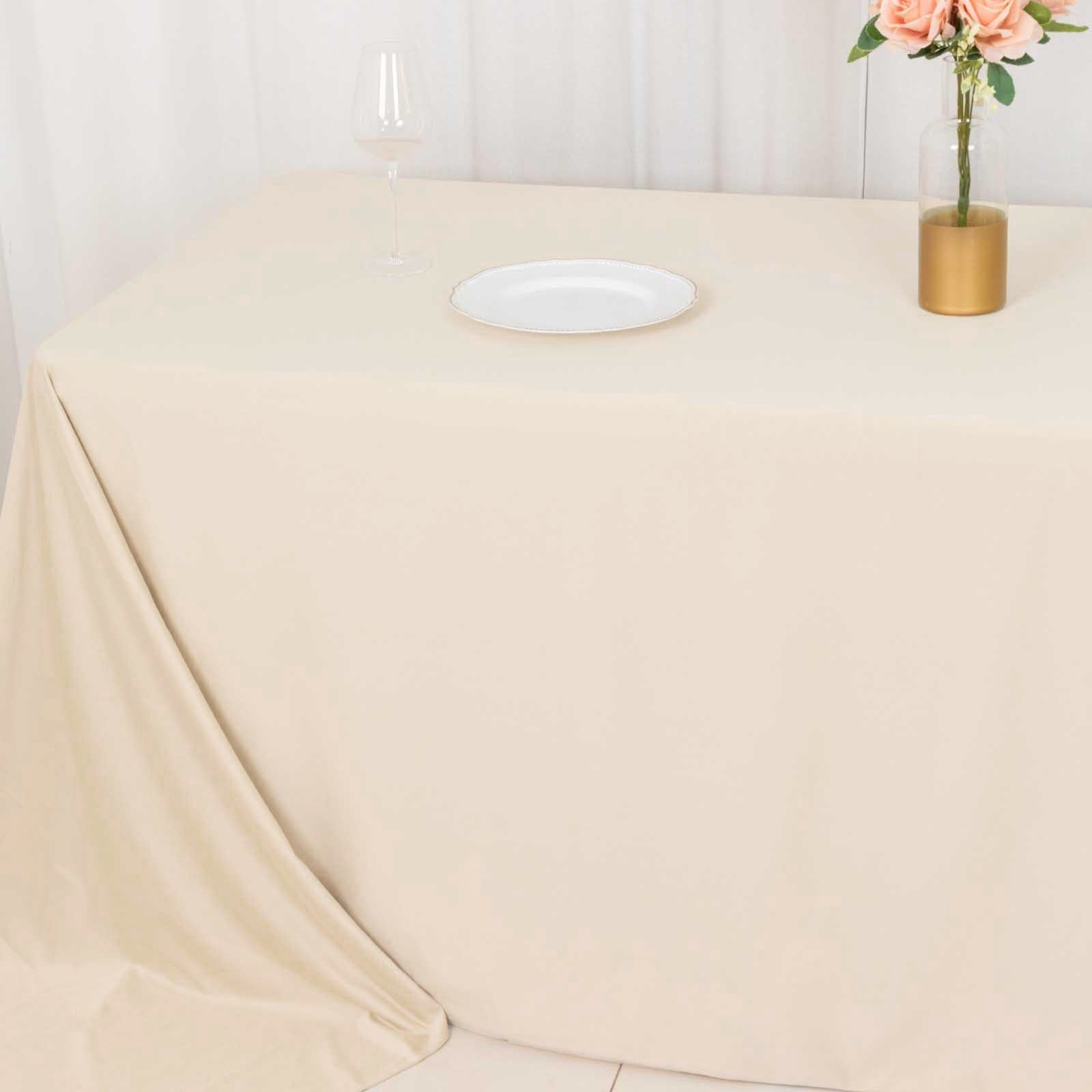 Premium Wrinkle-Free & Stain-Resistant Seamless Beige Scuba Rectangular Tablecloth 90x156