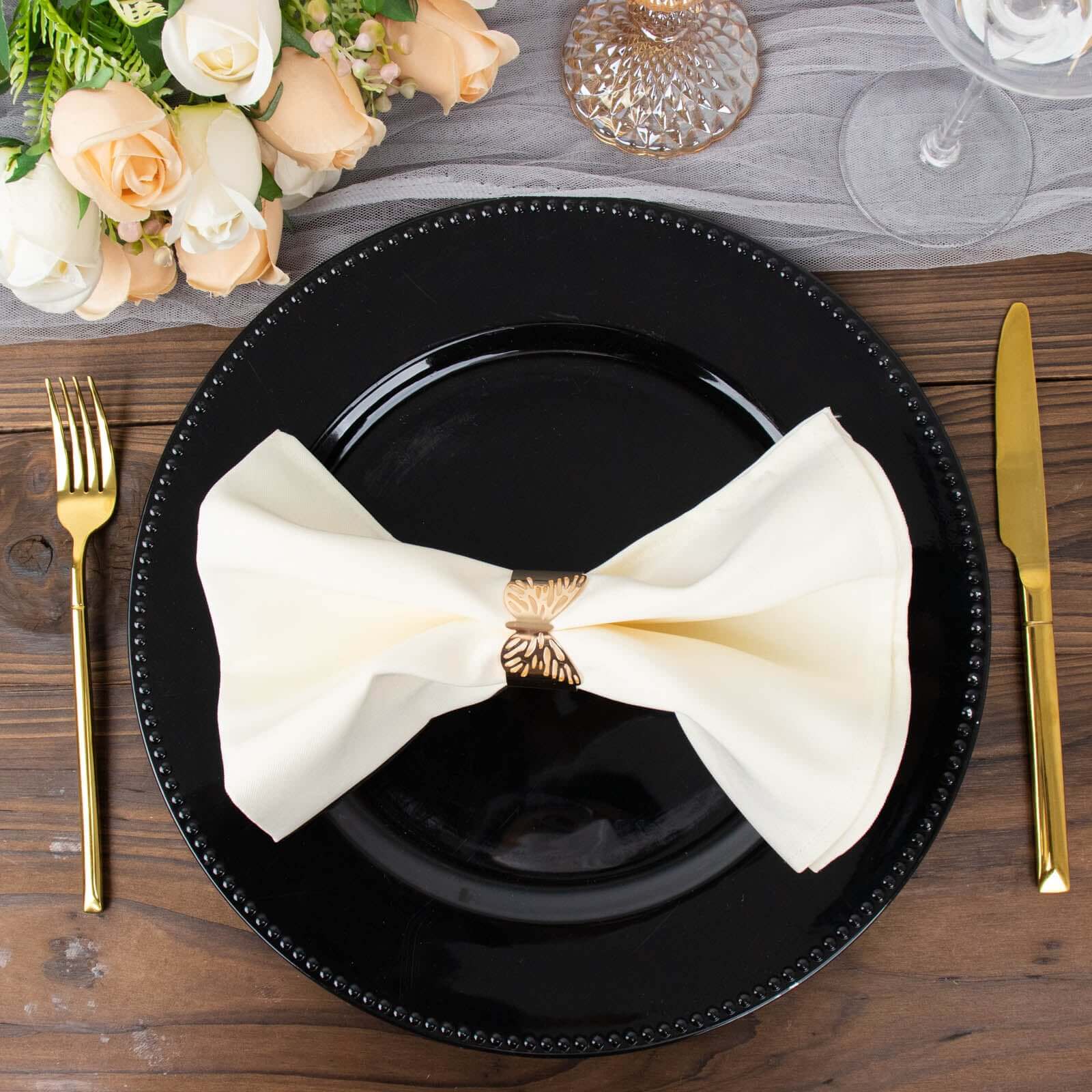 5-Pack Ivory 20x20 Premium Polyester Dinner Napkins - Wrinkle-Resistant & Durable