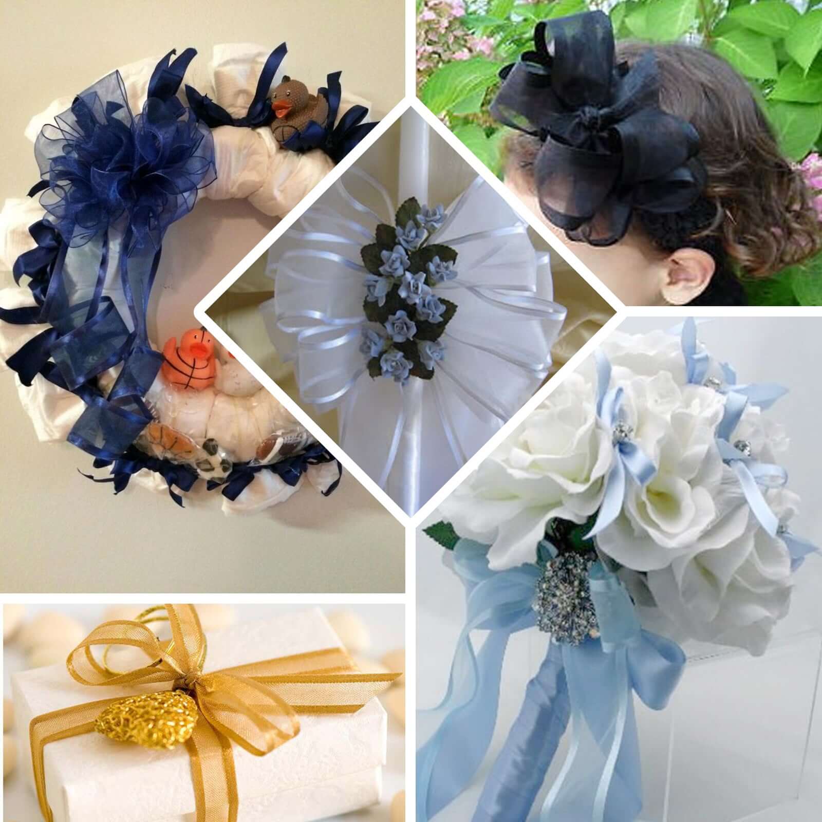 Premium 25-Yard 1.5-Inch Navy Blue Sheer Organza Ribbon with Satin Edges for Decor