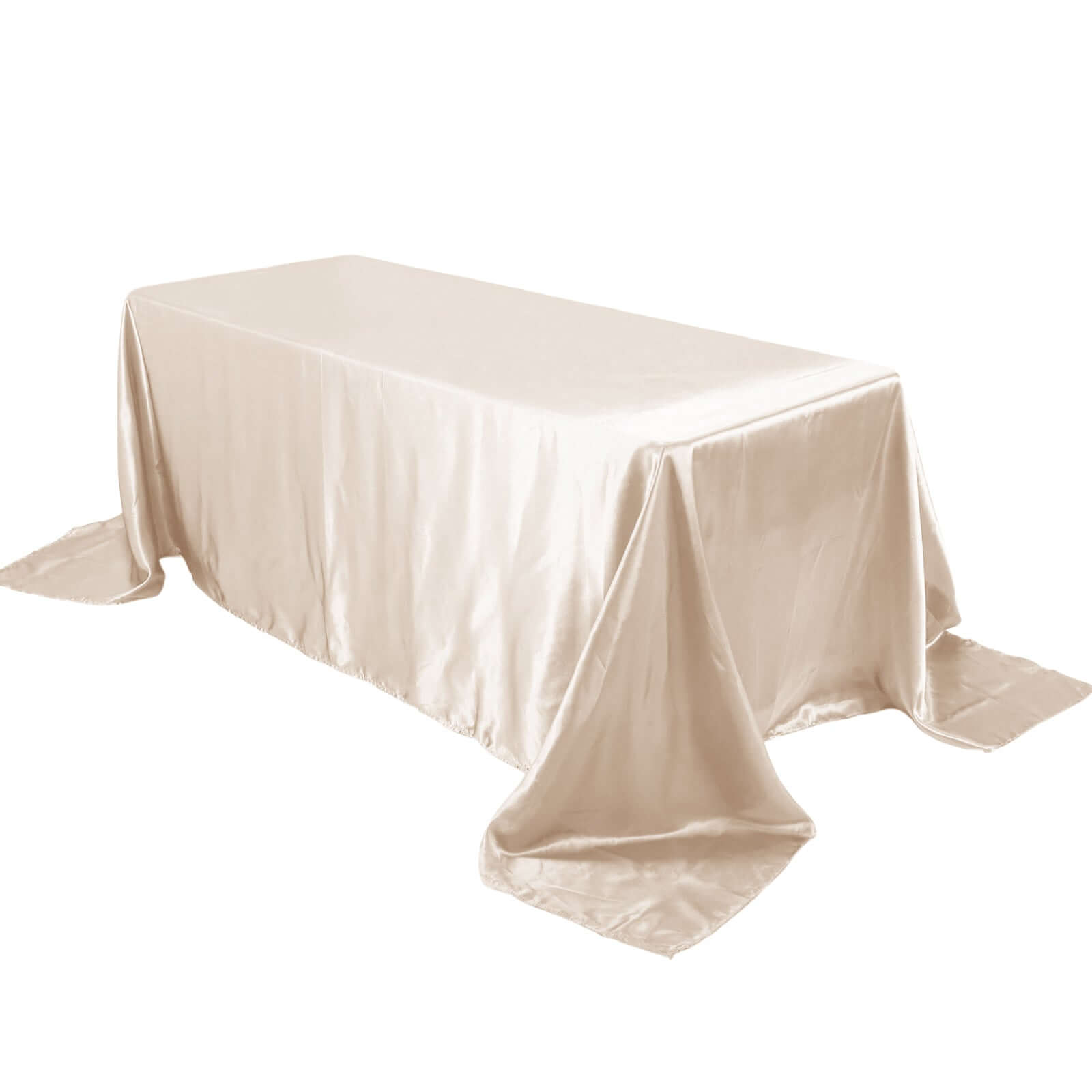 Beige Seamless Satin Tablecloth 90x132 - Ideal for Events