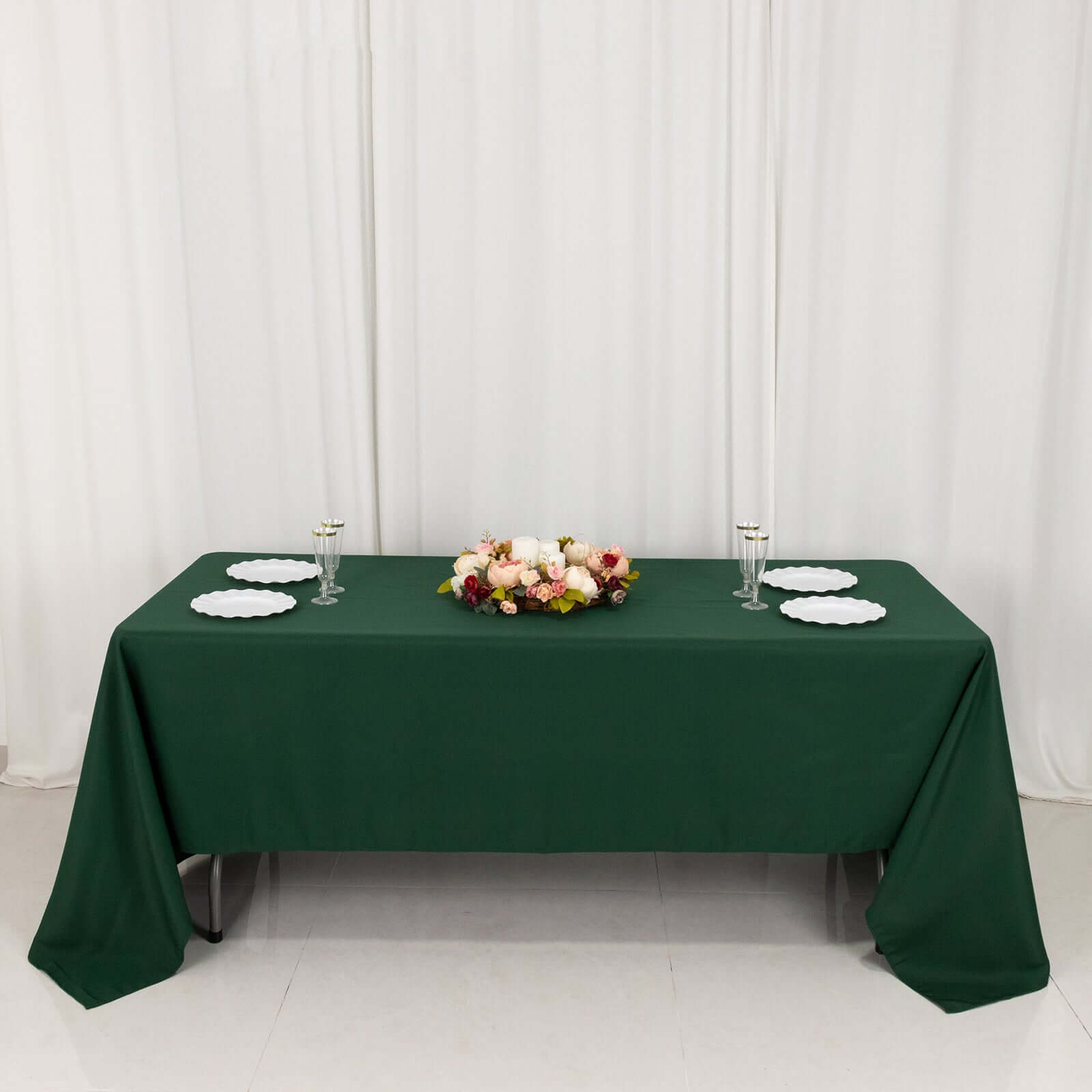 Hot Deal! Stain-Resistant 220GSM Hunter Emerald Green Polyester 60x126 Rectangle Tablecloth