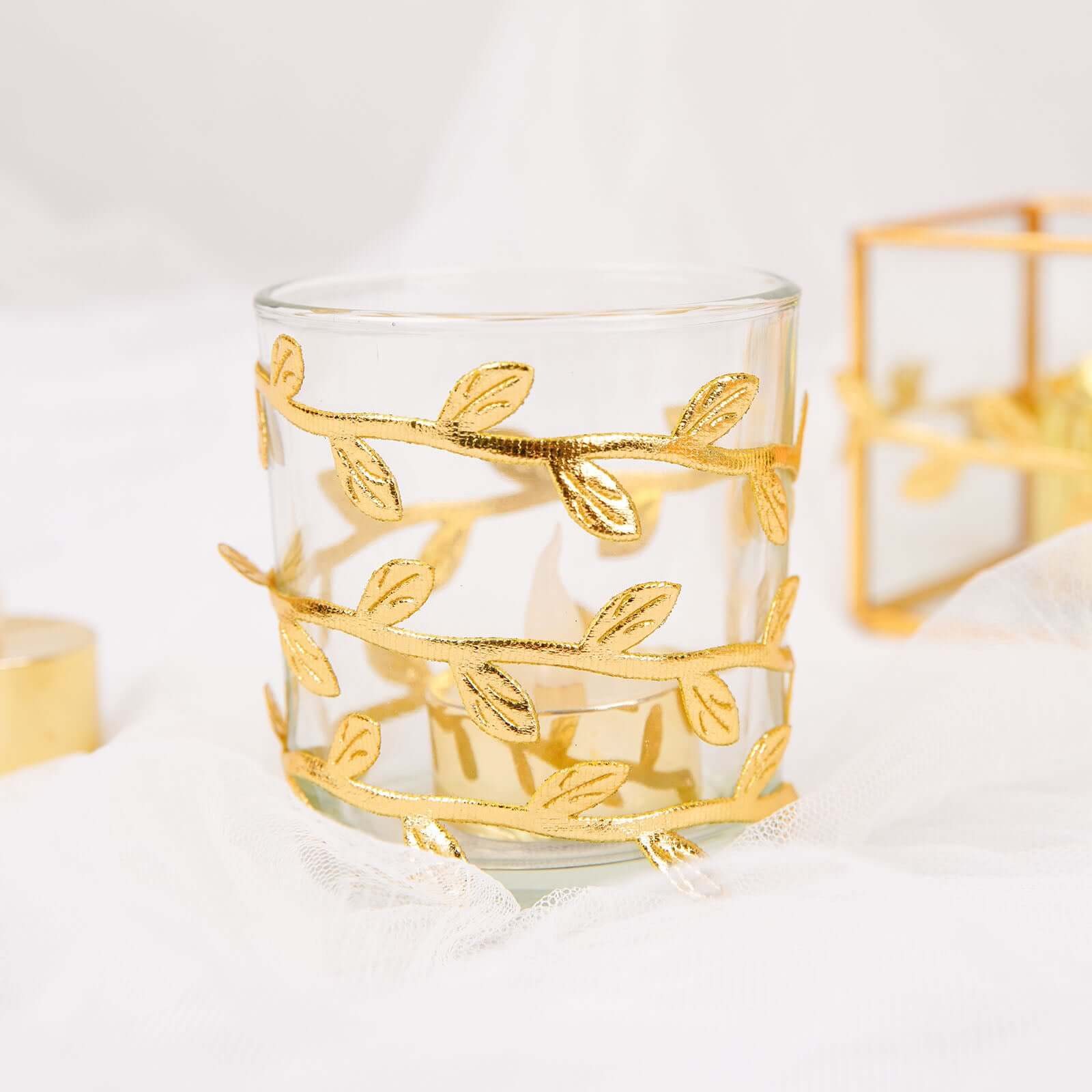 67ft Gold Olive Leaf Artificial Ribbon Trim for DIY Party, Wedding, and Home Decor