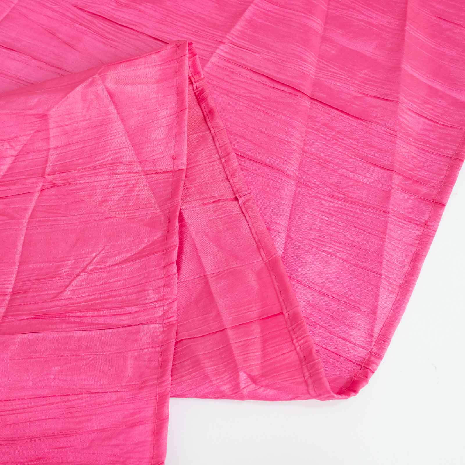 Seamless Accordion Crinkle Fuchsia Taffeta 120 Round Tablecloth