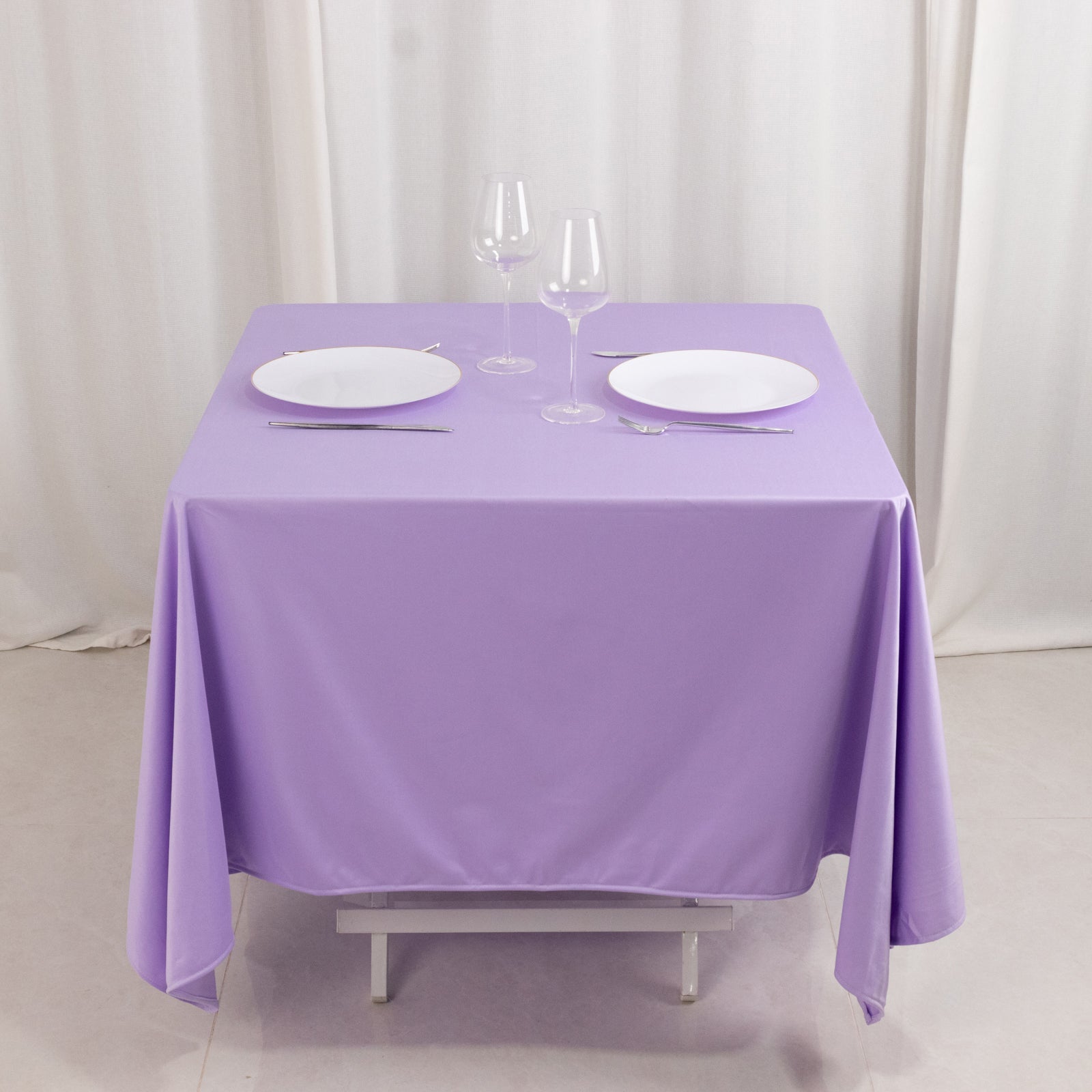 Premium Lavender 70x70 Wrinkle & Stain-Free Scuba Tablecloth - Ideal for Events