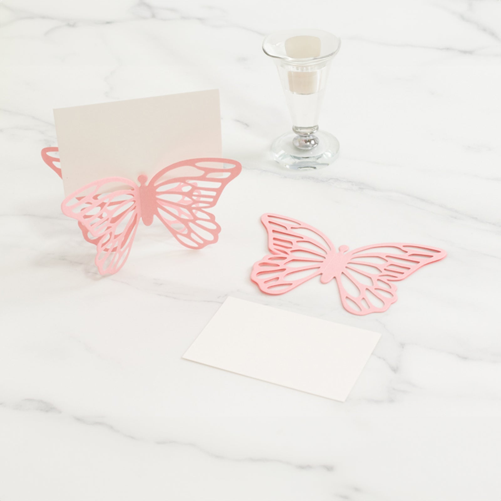 25-Pack Pink Paper Butterfly Place Card Holders with Printable White Cards - 3D Free Standing Table Number Stands (3x5) - High Quality Deal