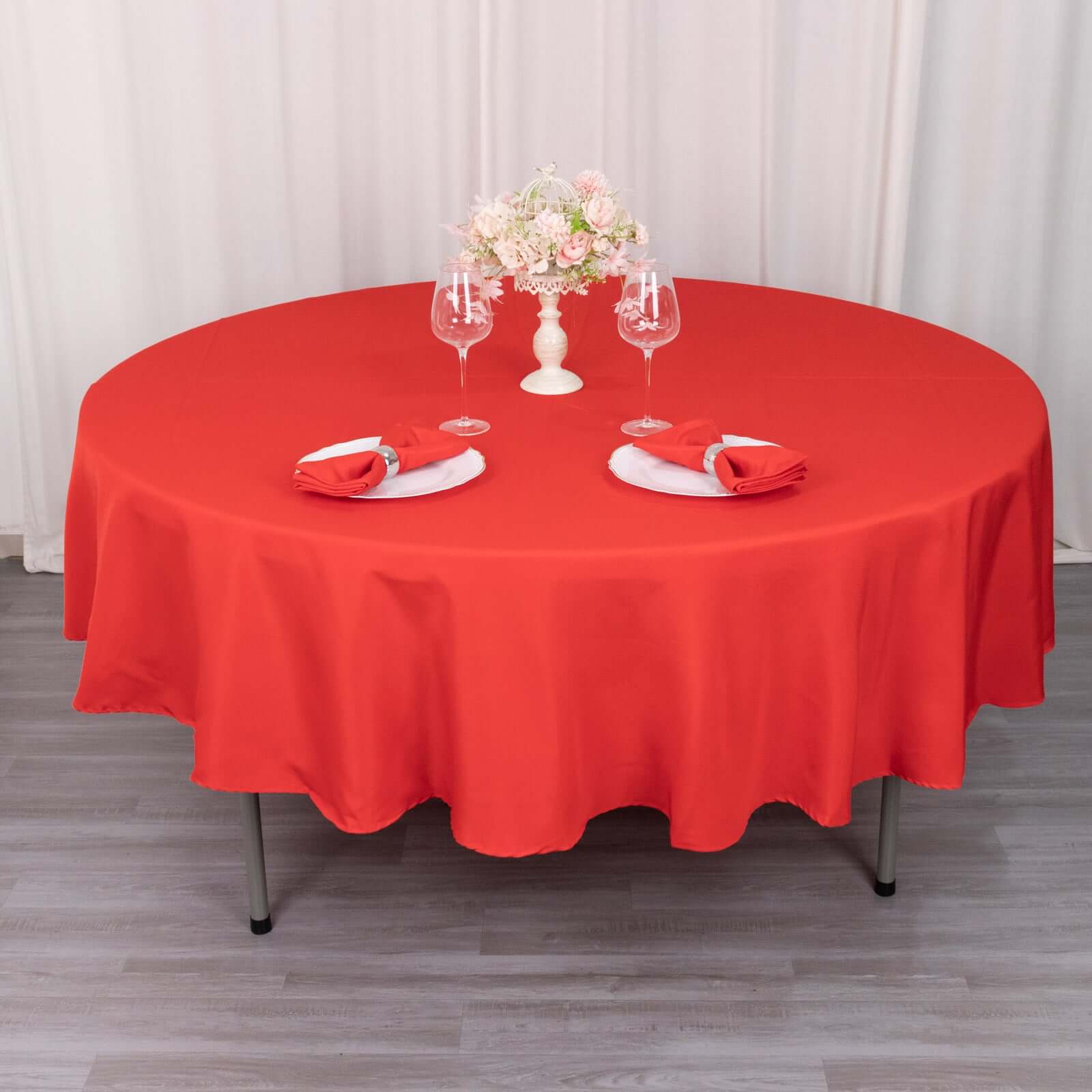Hot Sale! Red 90-Inch Premium Polyester Round Tablecloth - Stain & Wrinkle Resistant, 220GSM