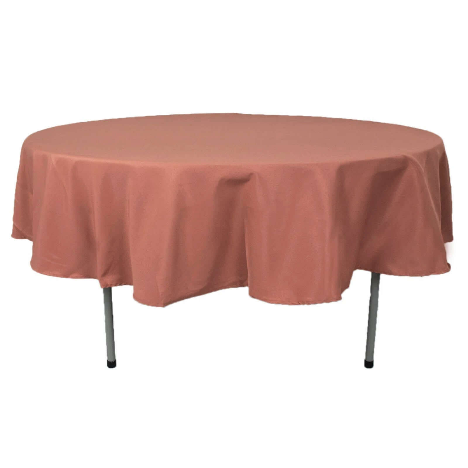 Exclusive 90' Terracotta Polyester Round Tablecloth - Stain & Wrinkle Resistant