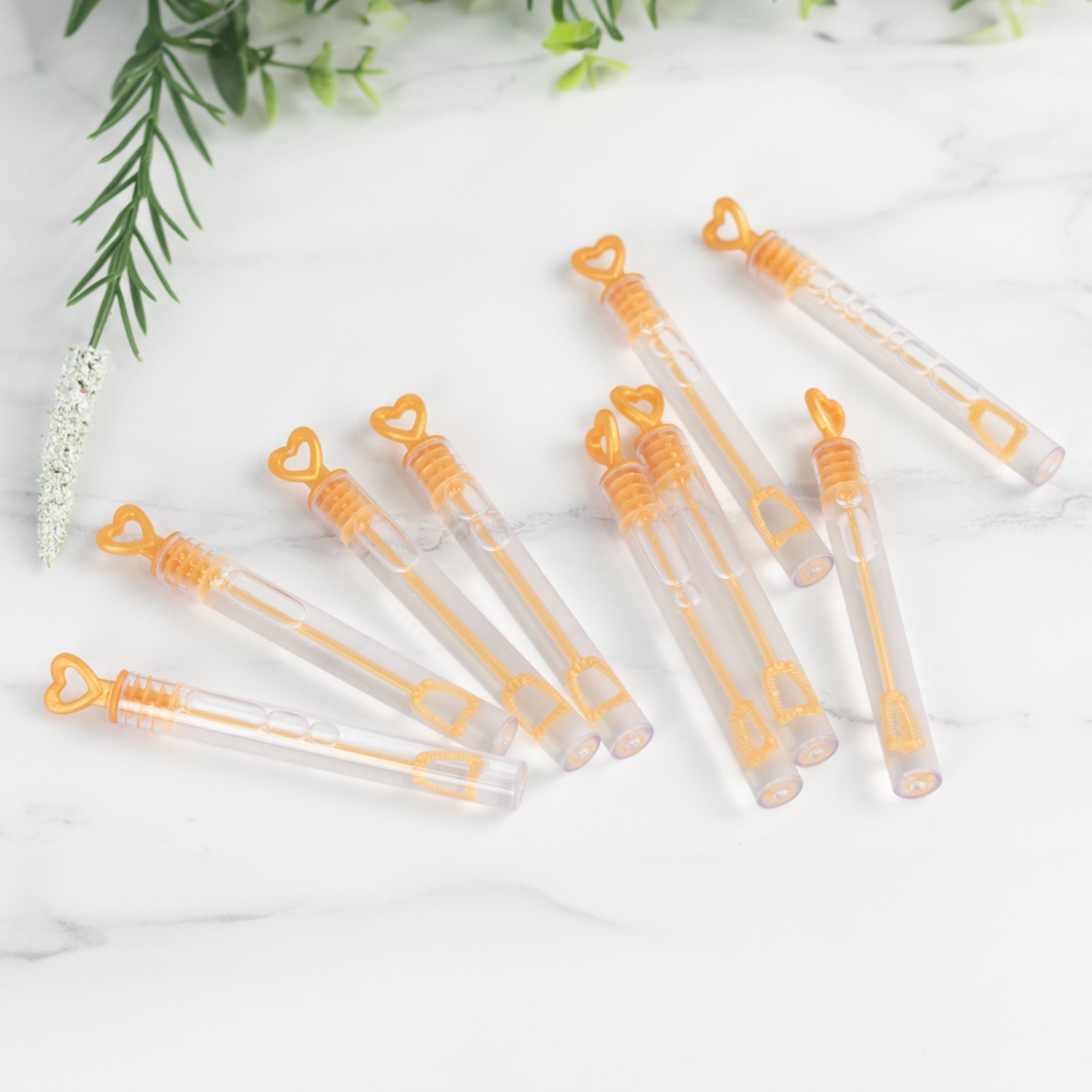48-Piece Gold Heart-Shaped Chemistry Tube Bubble Bottles for Bridal Wedding Shower Favors