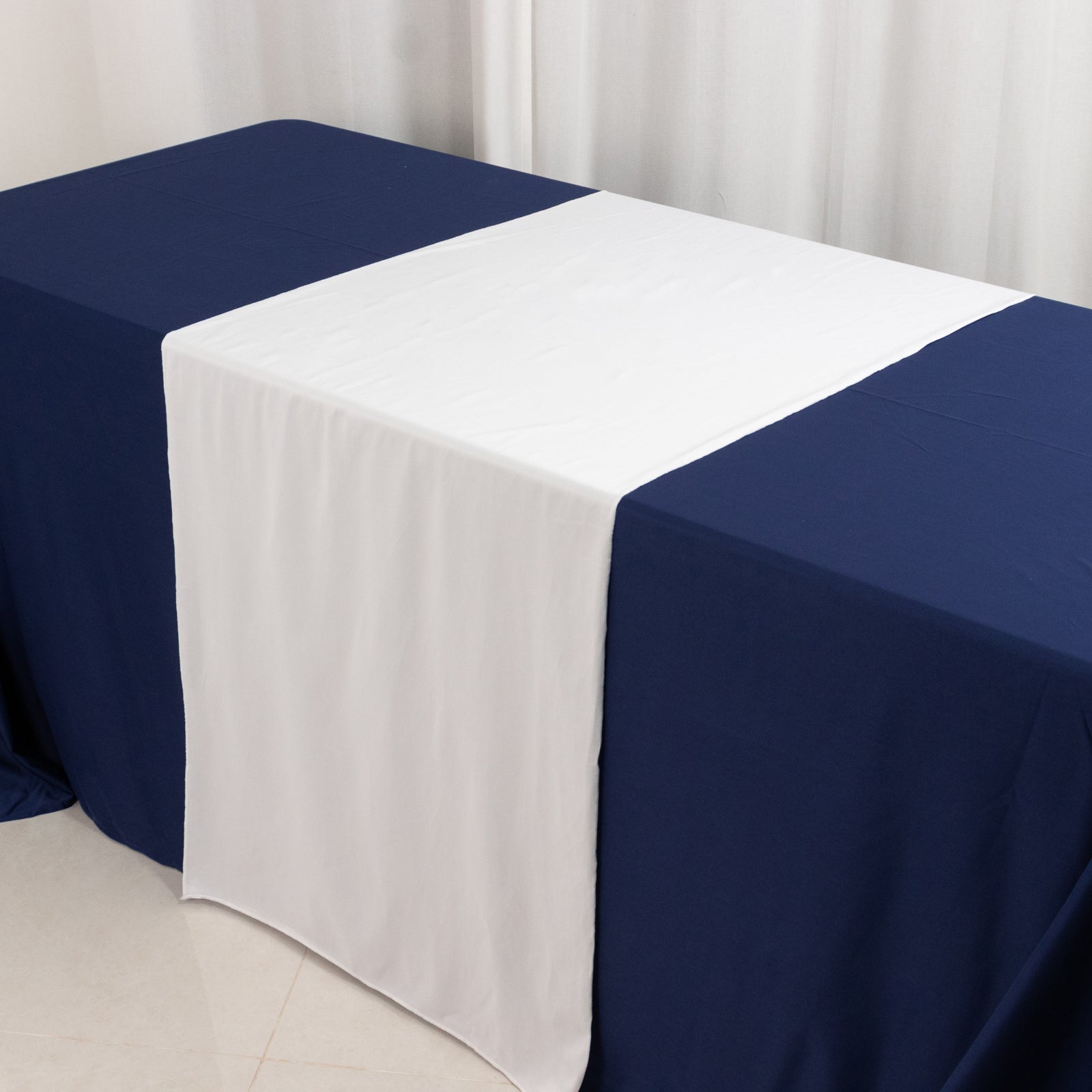 White Durable 24x72 Polyester Table Runner for Trade Shows