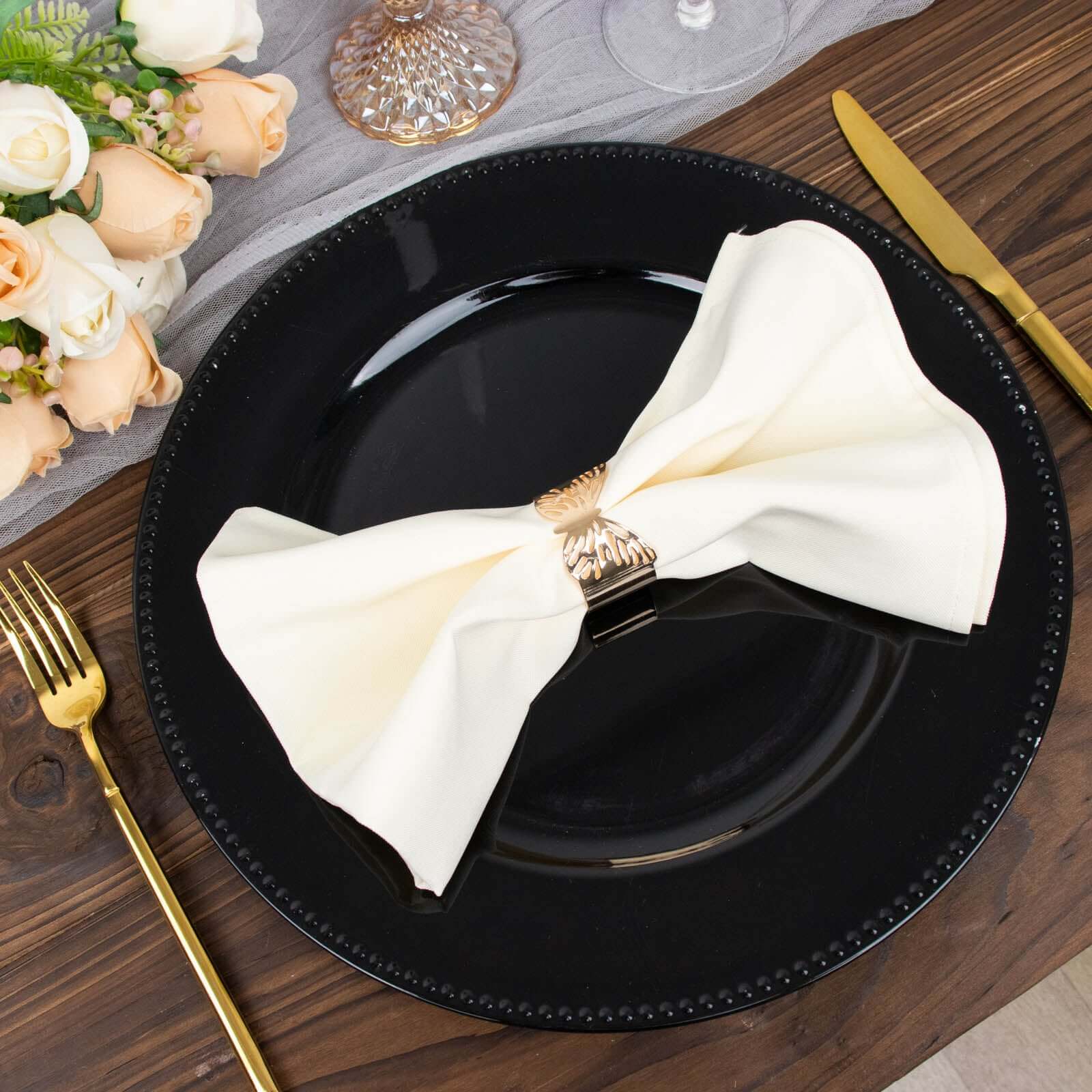 5-Pack Ivory 20x20 Premium Polyester Dinner Napkins - Wrinkle-Resistant & Durable