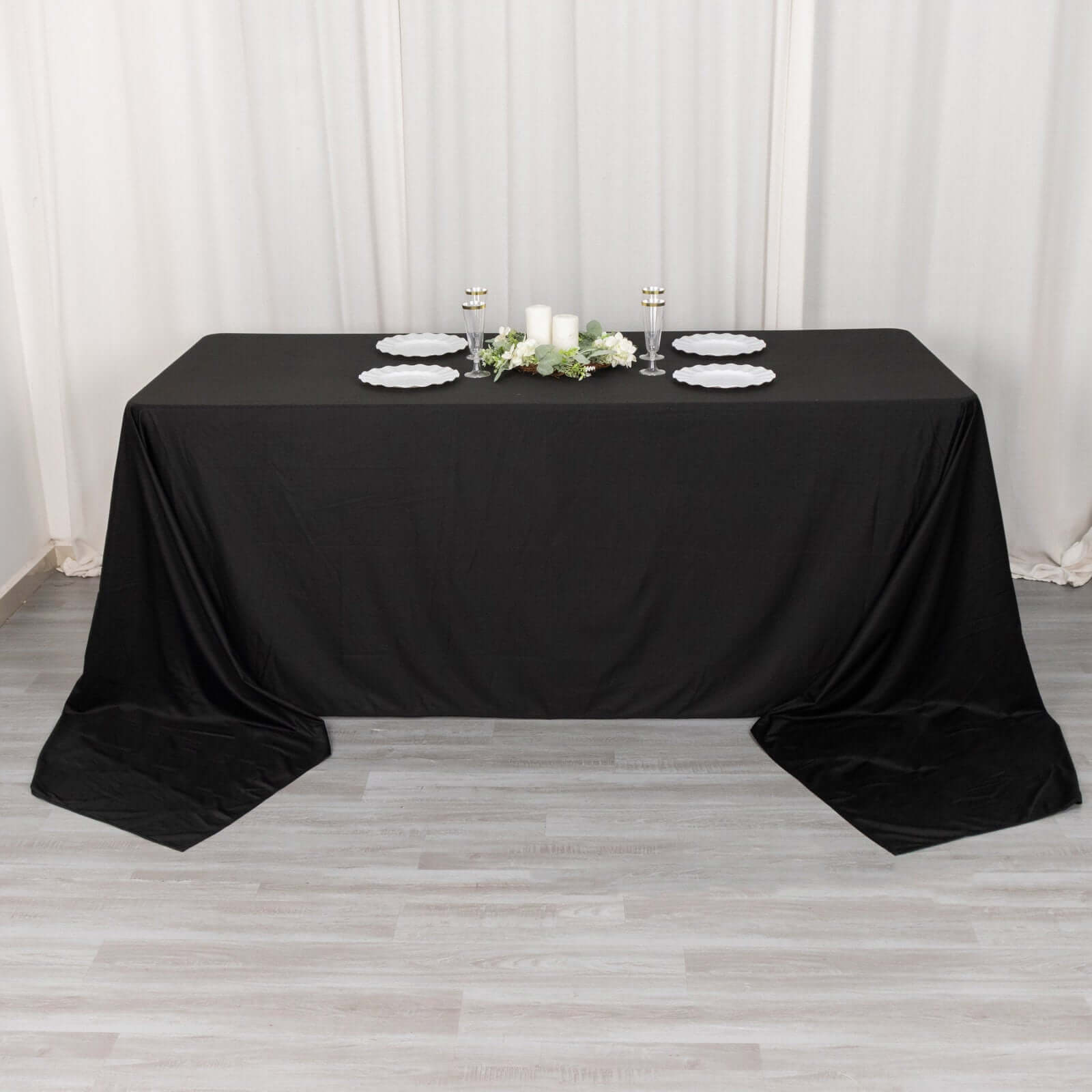 Black Premium Scuba 90x156 Wrinkle-Free, Stain-Resistant Rectangular Tablecloth for Weddings & Parties