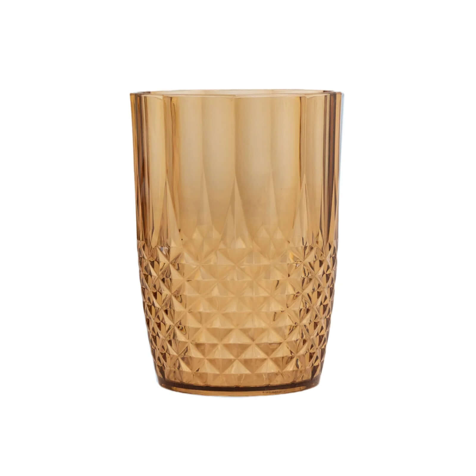 Hot Deal! 6-Pack Reusable 16oz Amber Gold Plastic Tumblers with Crystal Cut Style