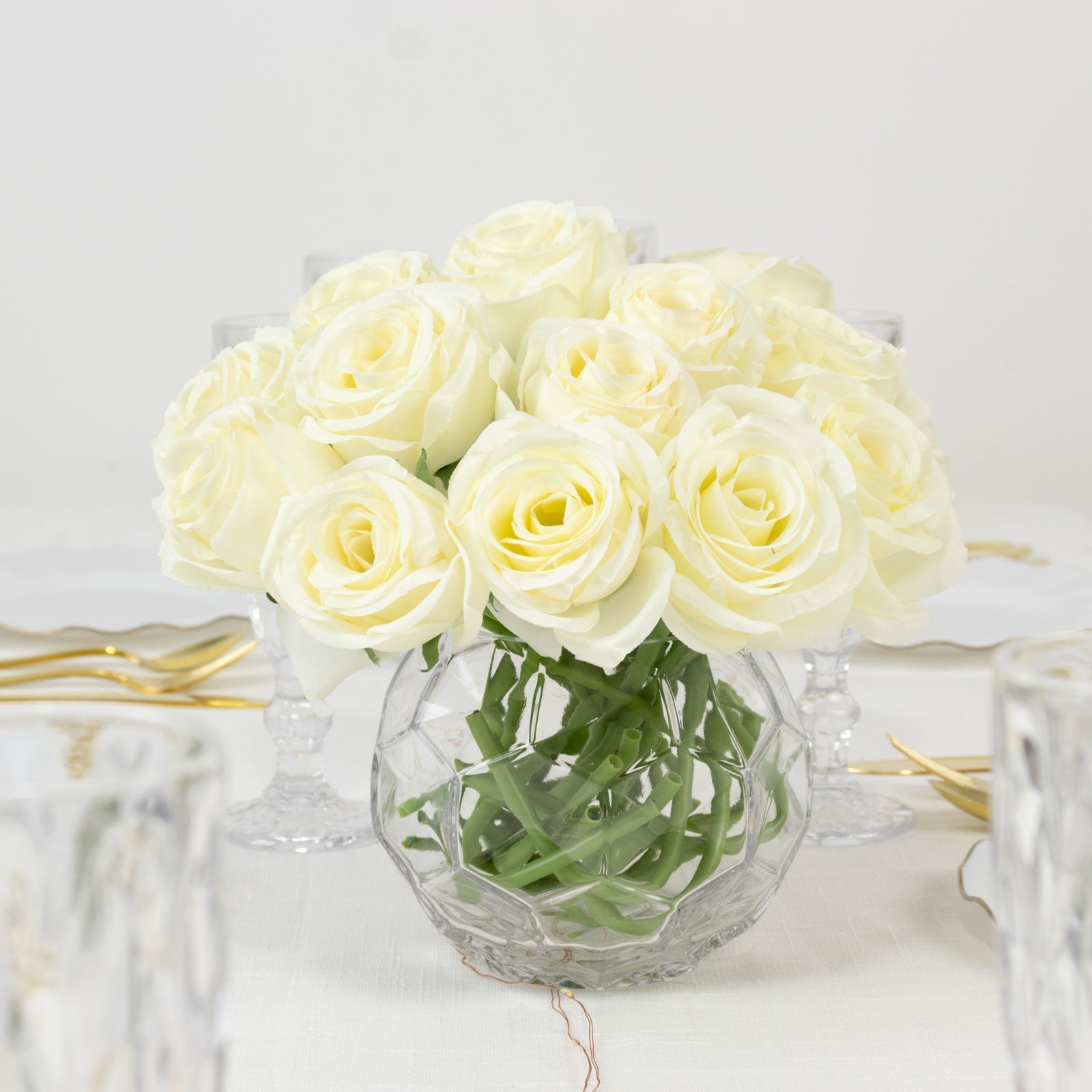 10 Pieces High - Quality Ivory Artificial Single - Stem Silk Roses for Stunning Flower Arrangements