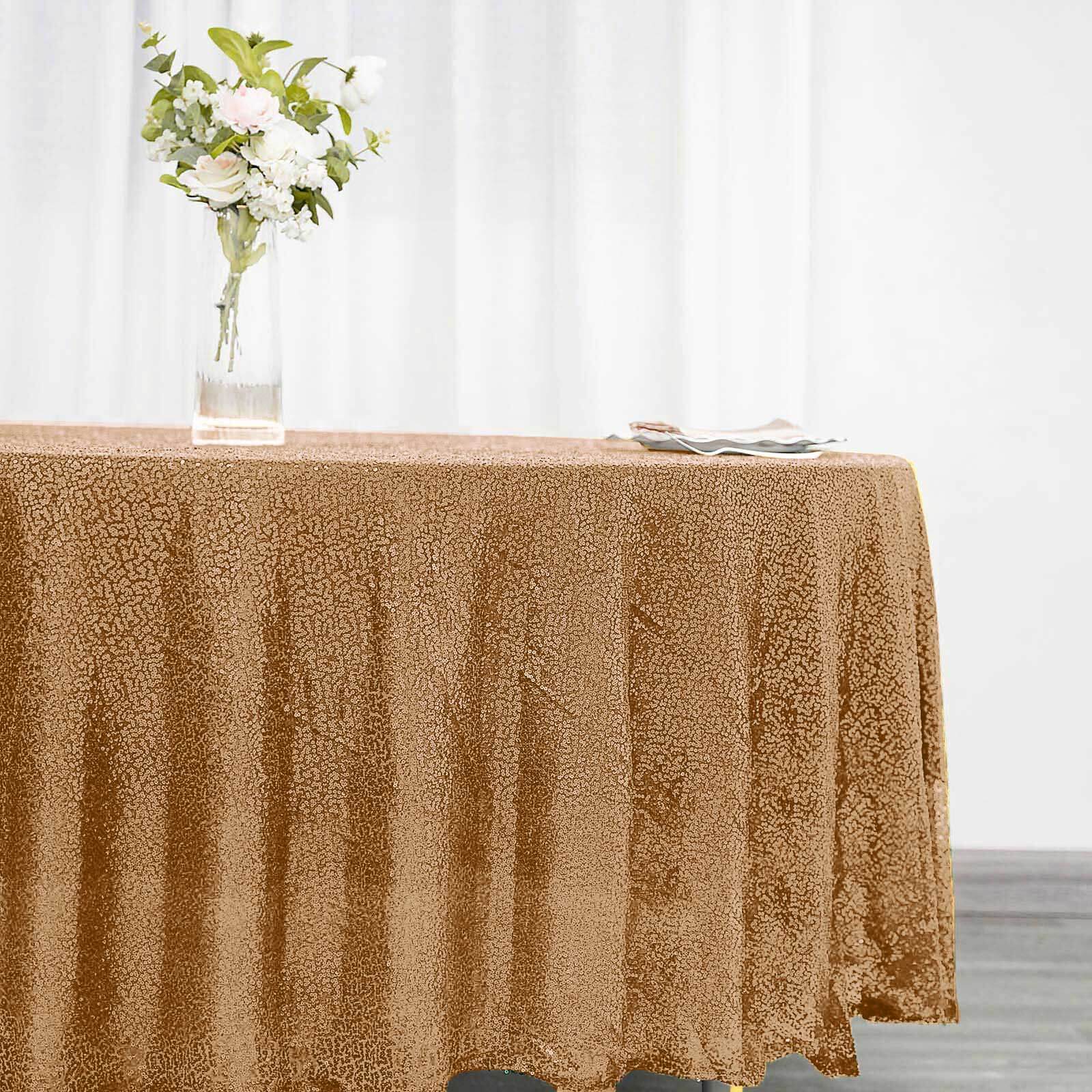 Gold Sequin 108 Round Tablecloth - Ideal for Glam Events