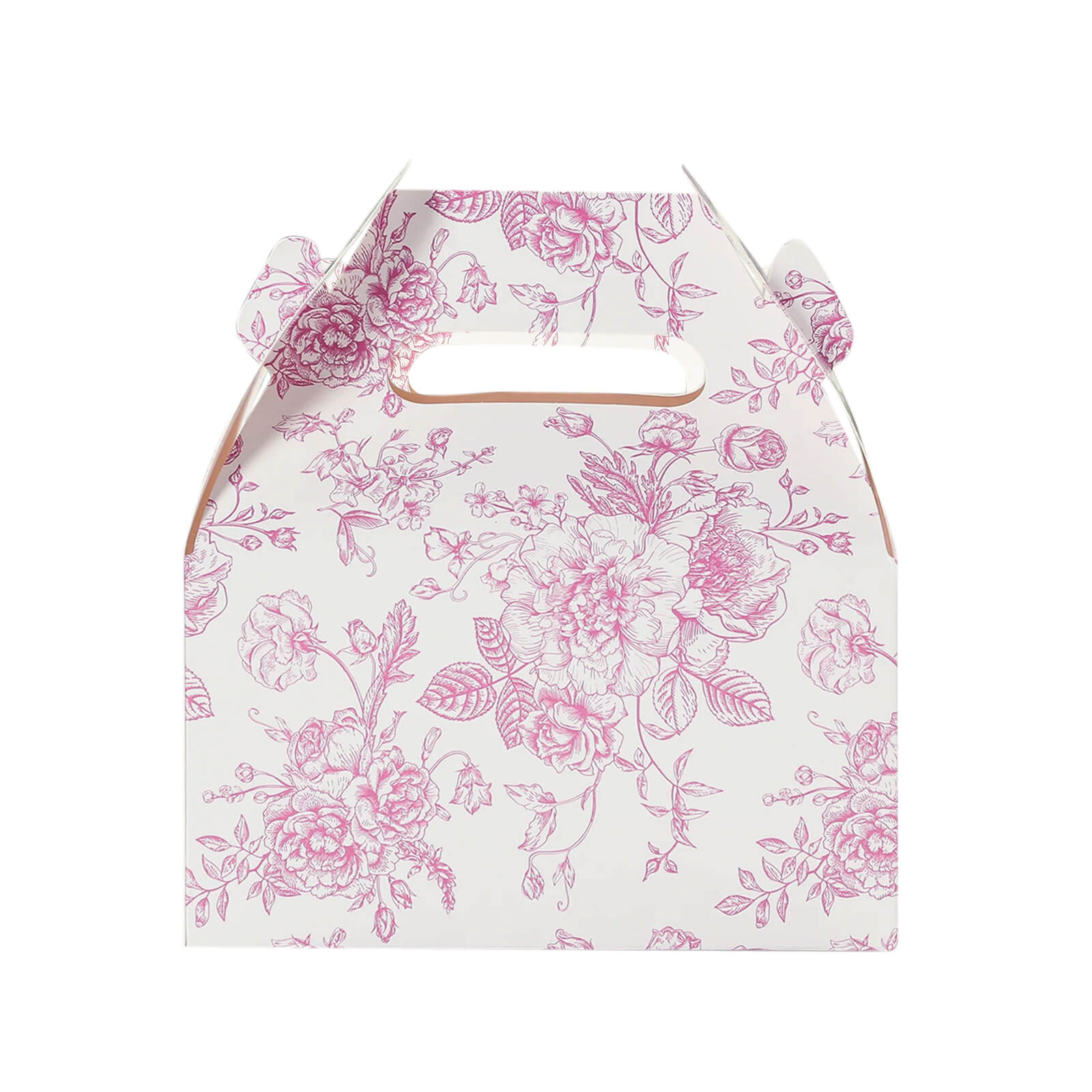 25-Piece Matte Pink and White French Toile Pattern Candy Treat Tote Gable Boxes