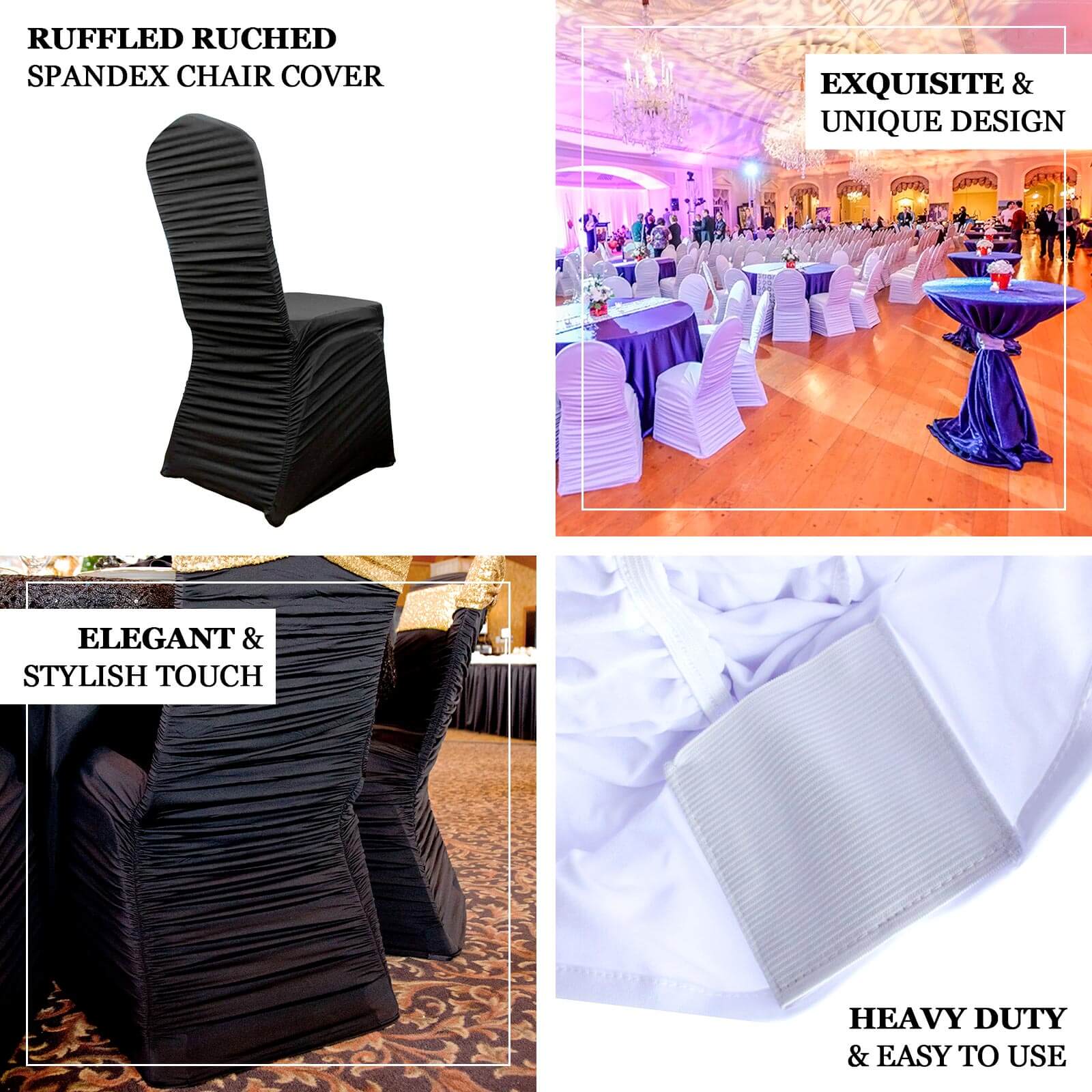 Premium Ivory Stretch Spandex Rouge Chair Cover for Banquet Chairs - Fitted Slip-On Style