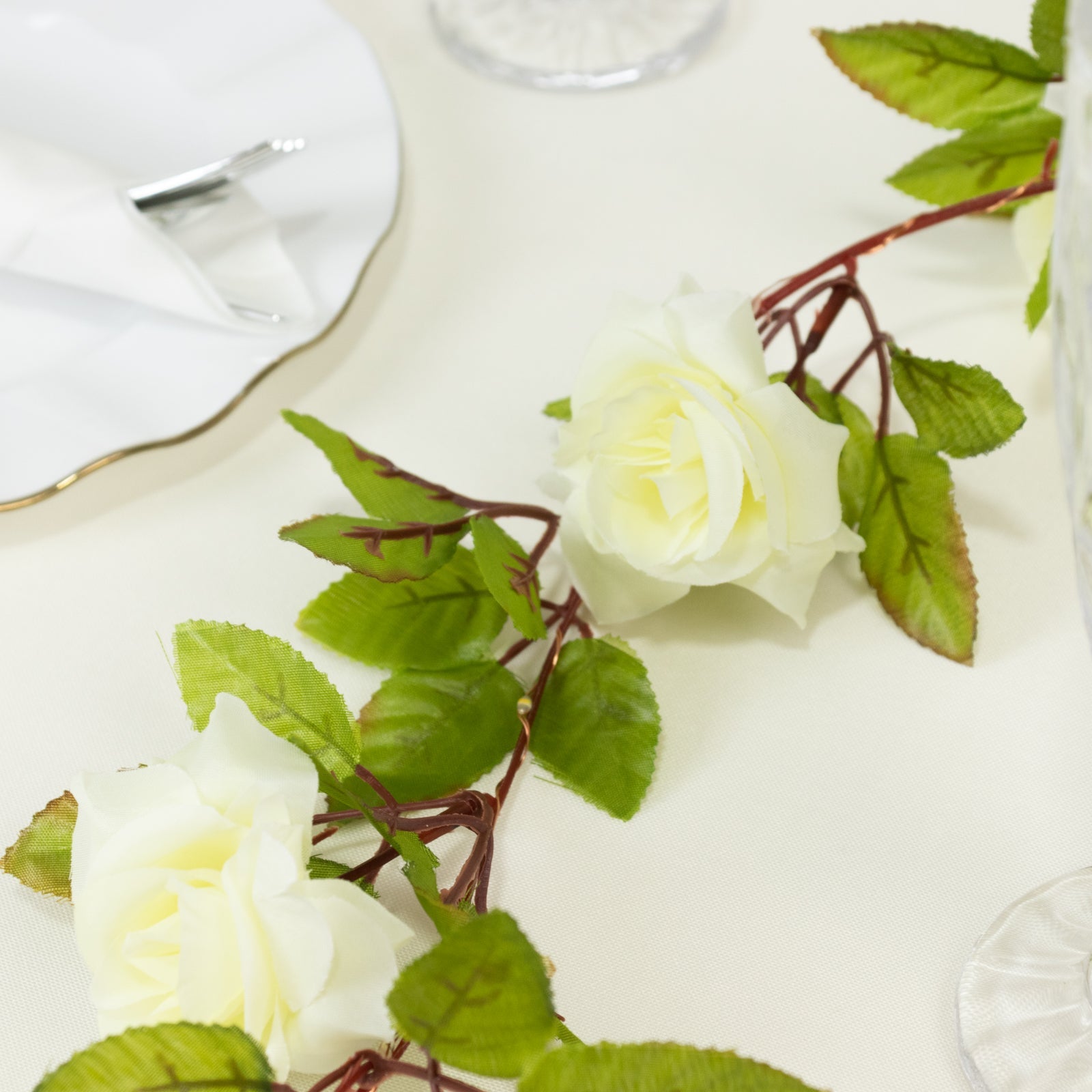 Hot Deal! 7ft 20 LED Warm White Silk Rose Flower Garland, Battery Operated