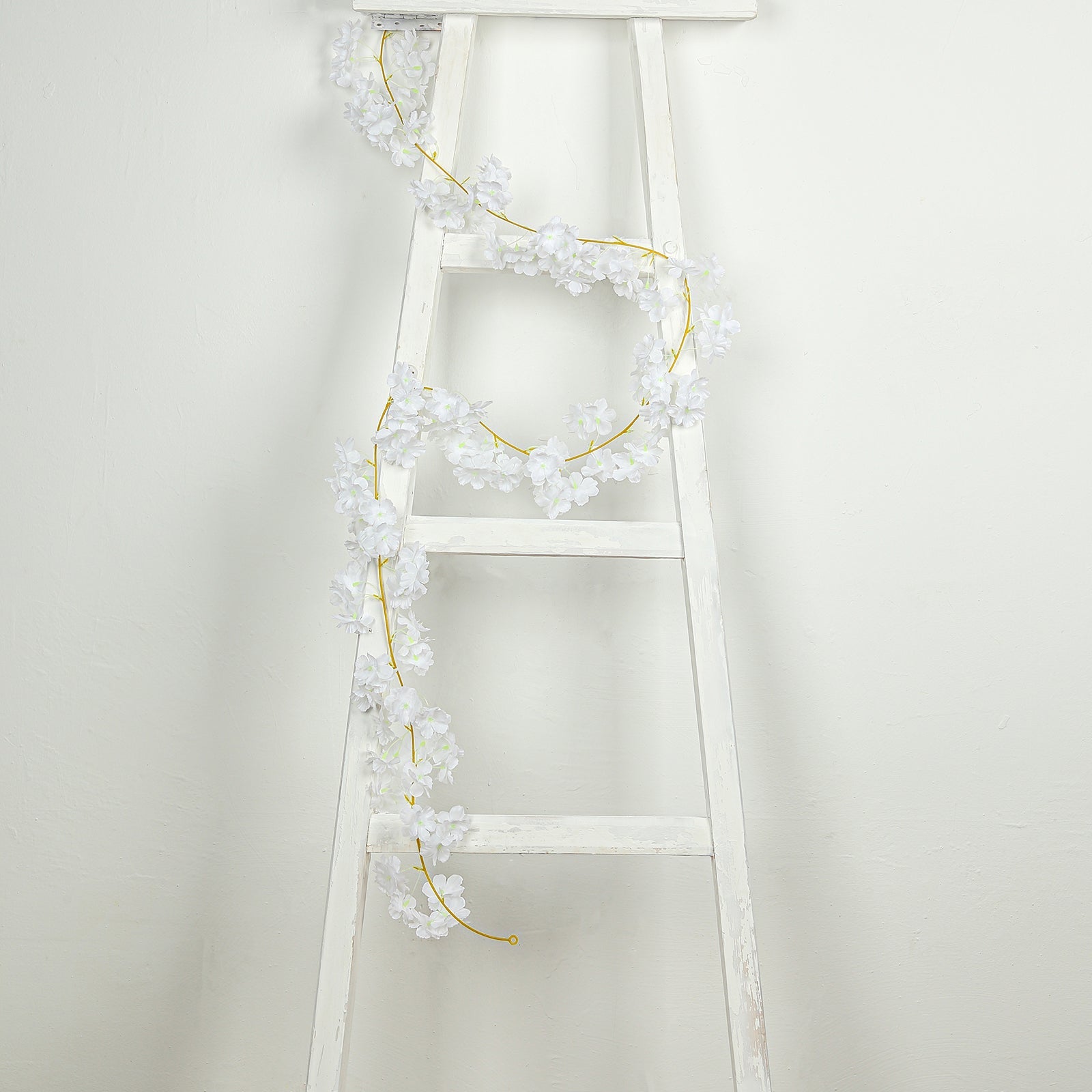 Hot Deal! 5-Piece Set of 6ft White Artificial Cherry Blossom Silk Floral Hanging Vines