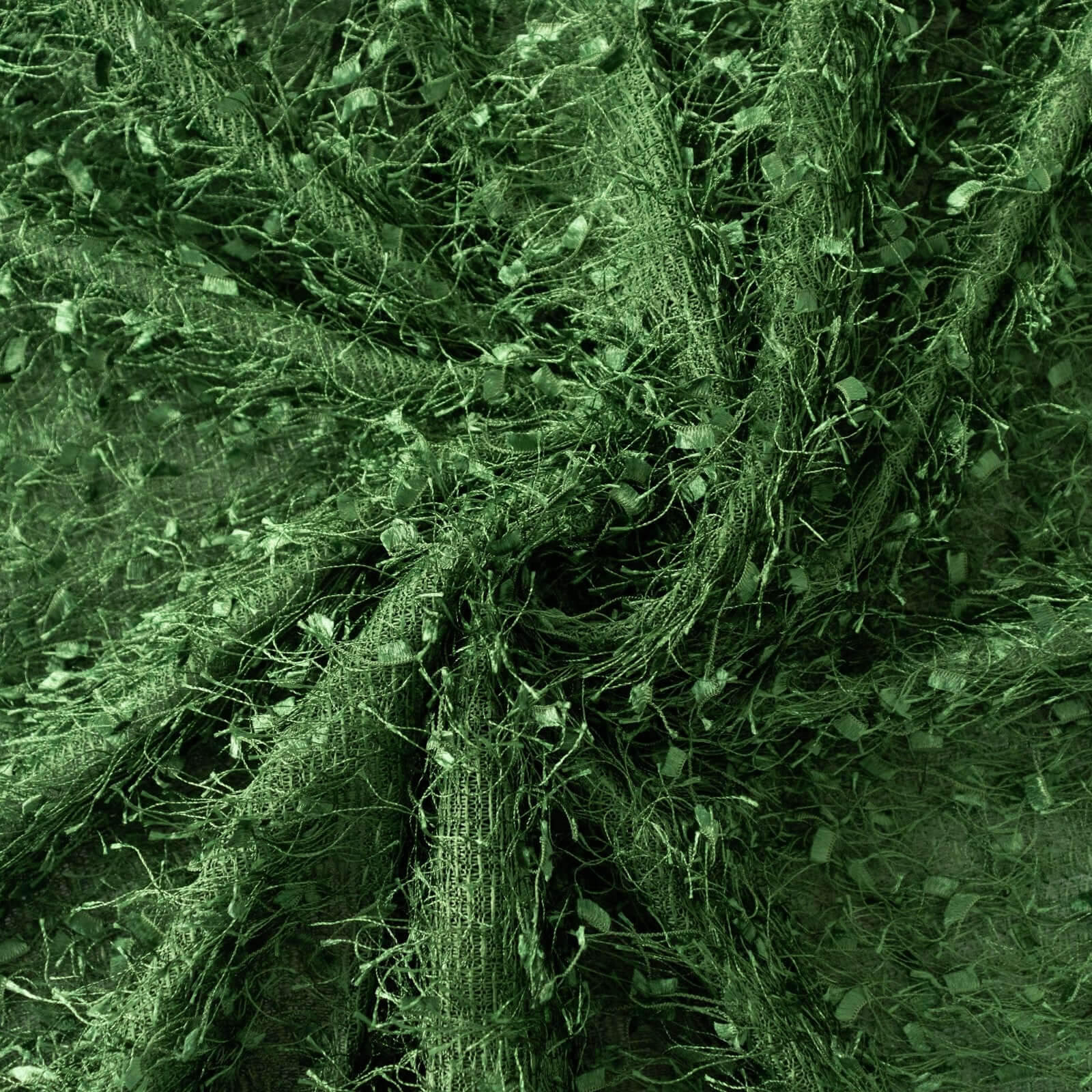 Premium Green Polyester 120 Round Tablecloth with Shaggy Fringe