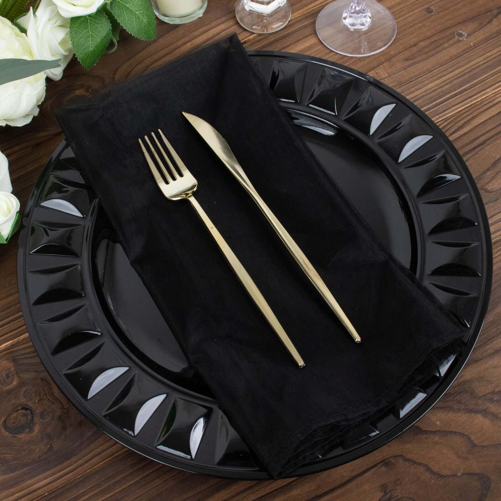Great Deal! 10-Pack of 23x23 Black Organza Sheer Dinner Napkins