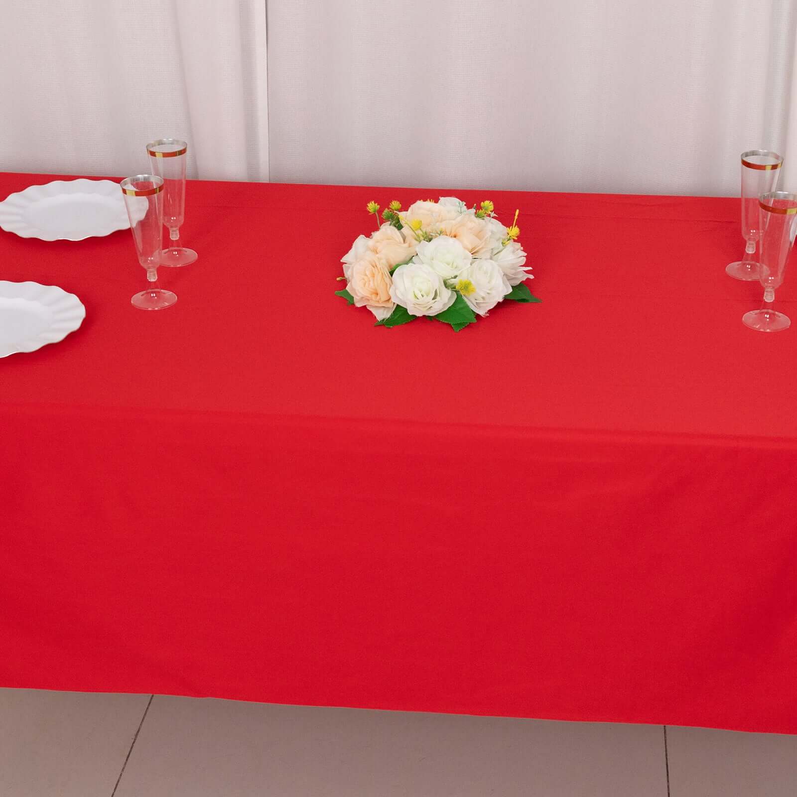 Hot Sale! Premium Red Scuba Polyester Rectangular 60x102 Wrinkle-Free & Stain-Resistant Tablecloth