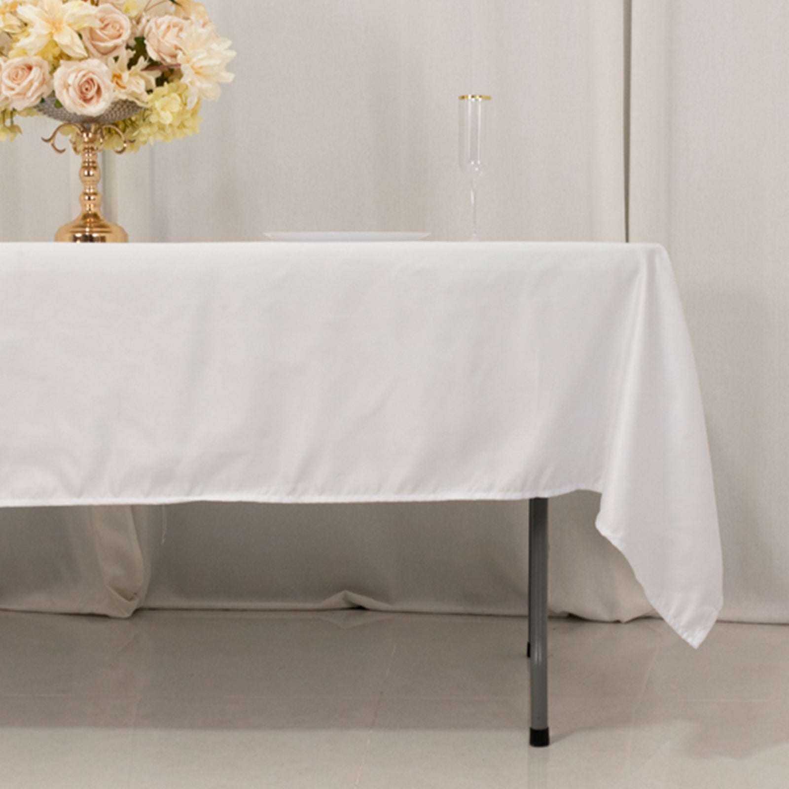 Premium White Lamour Satin Rectangle Tablecloth (60x102) for Weddings and Banquets - Durable & Soft