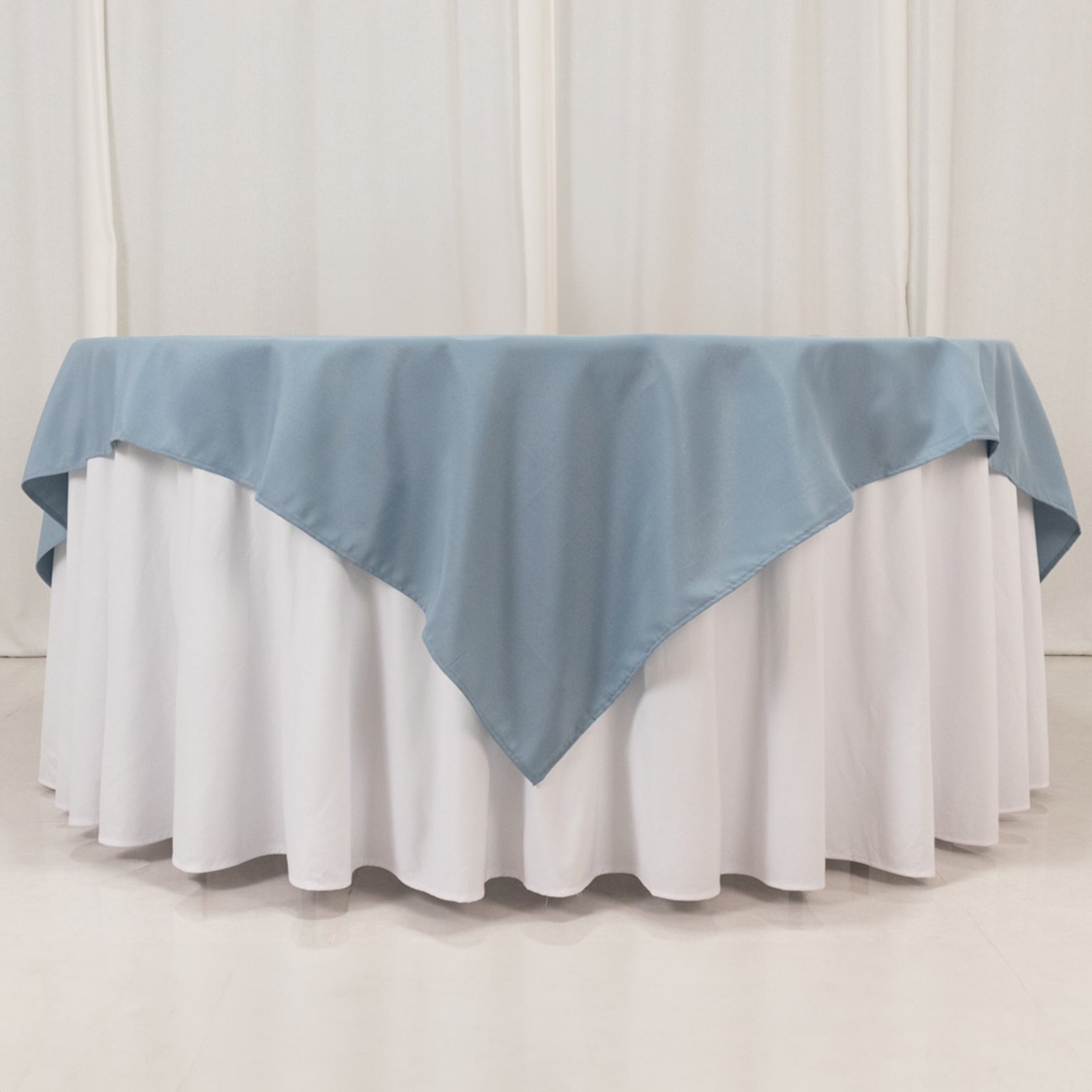 Hot Sale! 70x70 Dusty Blue Premium Polyester Square Table Overlay, 220GSM Wrinkle-Resistant