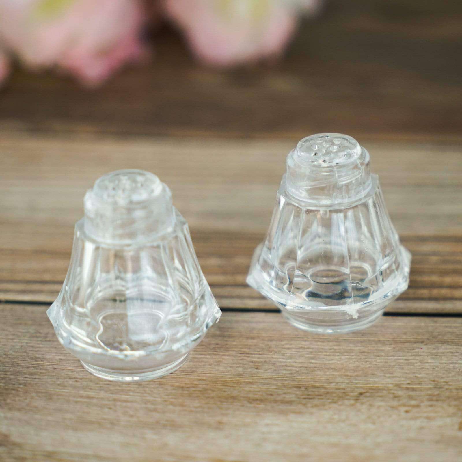 Set of 12 Clear 2.5-Inch Plastic Salt and Pepper Shakers for Party Gifts