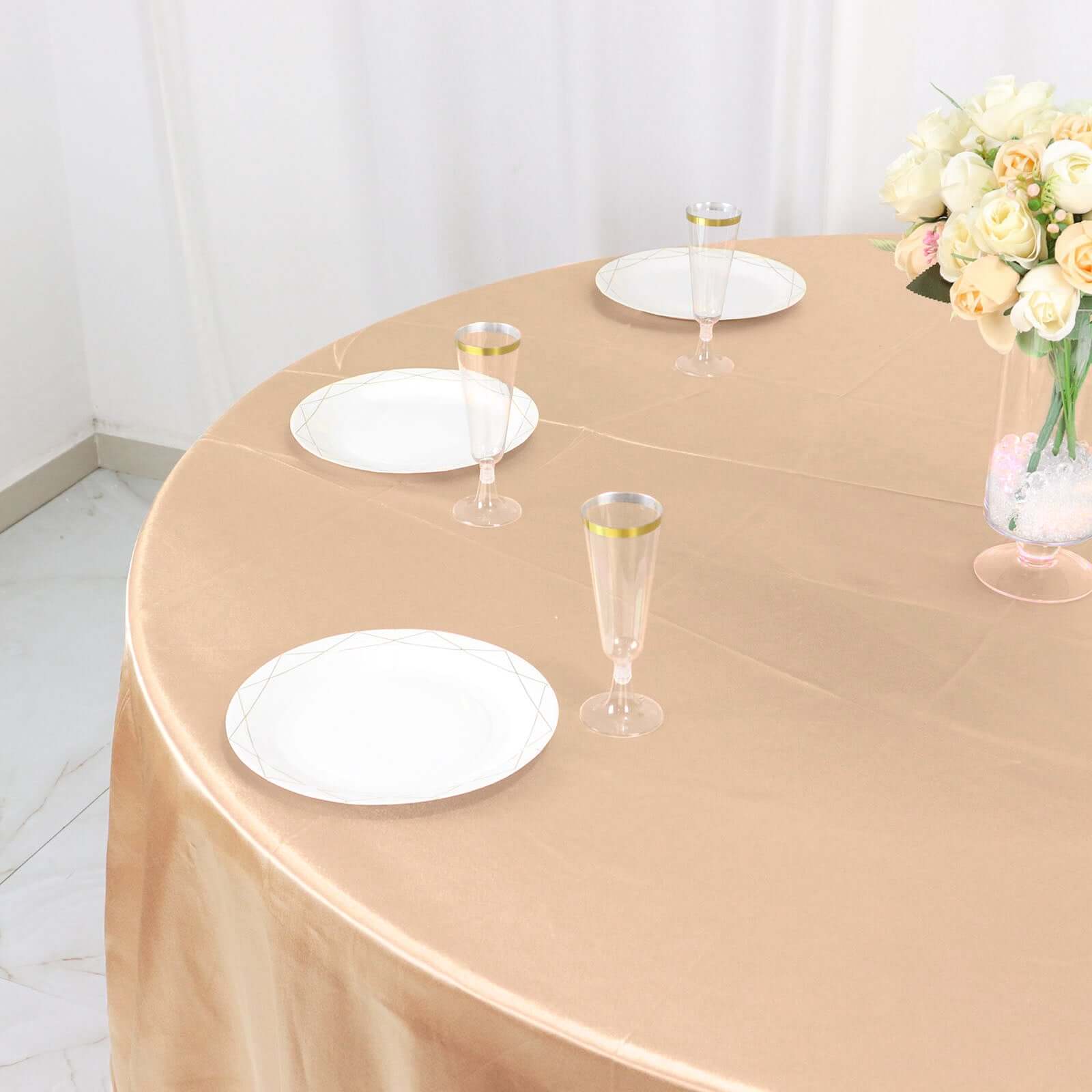 Stylish Seamless Nude Satin 120 - inch Round Tablecloth