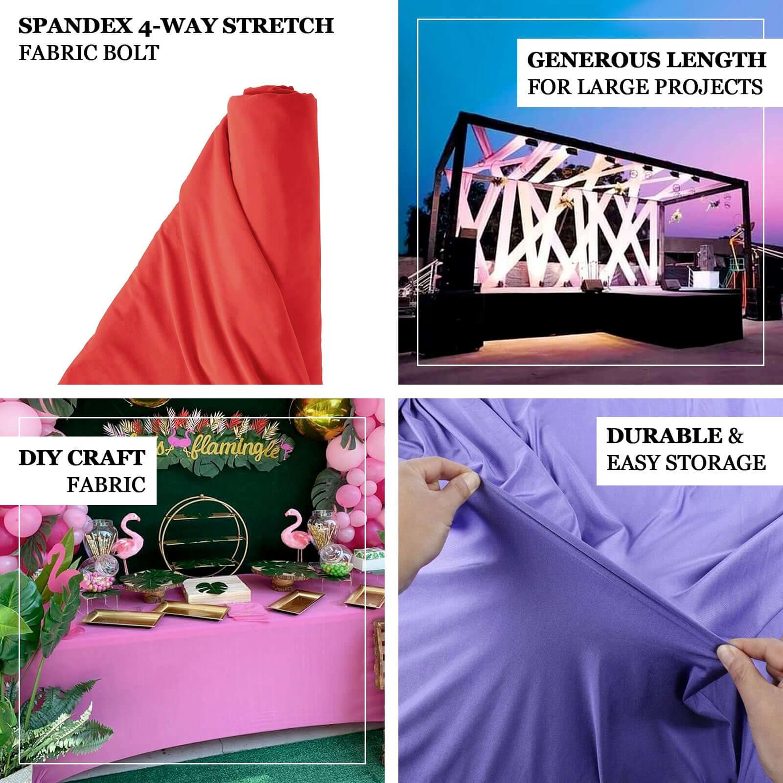 Hot Deal! 60x10 Yards Pink Spandex 4-Way Stretch Fabric Roll for DIY Crafts