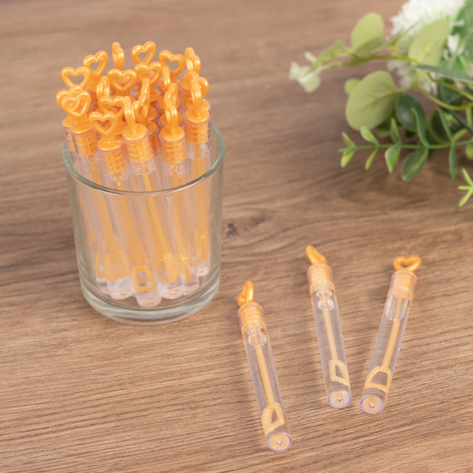 48-Piece Gold Heart-Shaped Chemistry Tube Bubble Bottles for Bridal Wedding Shower Favors