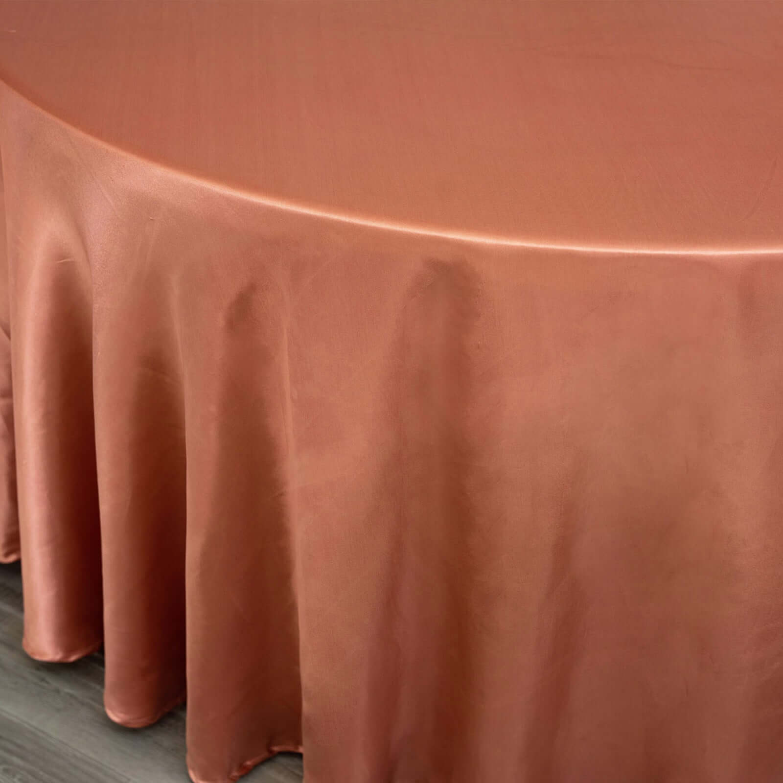 Stylish Seamless 120' Round Terracotta (Rust) Satin Tablecloth