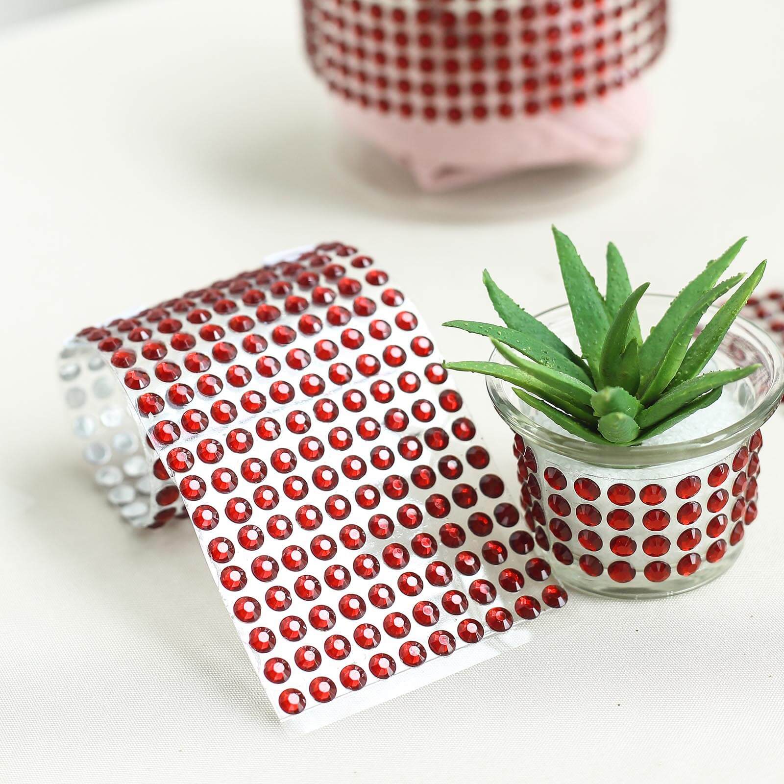 21x11 Red Self - Adhesive Rhinestone Sheets for DIY Craft Decoration