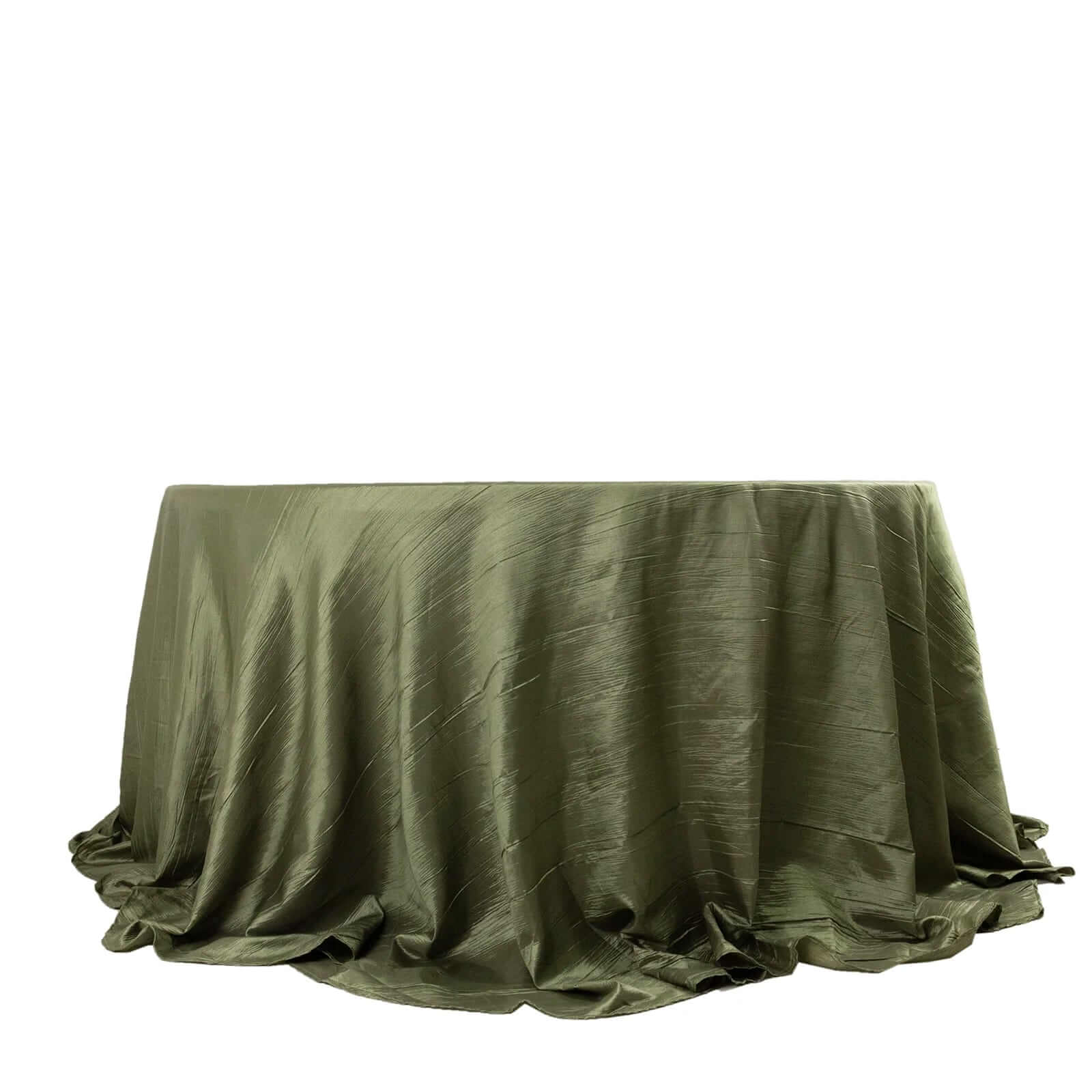 Hot! Seamless Crinkle Taffeta 132' Round Tablecloth in Dusty Sage Green
