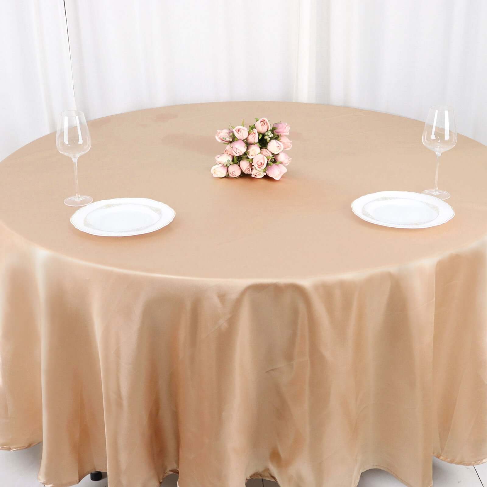 Special Offer! Nude Satin Round Tablecloth 108 Inches - Smooth and Lustrous Table Cover