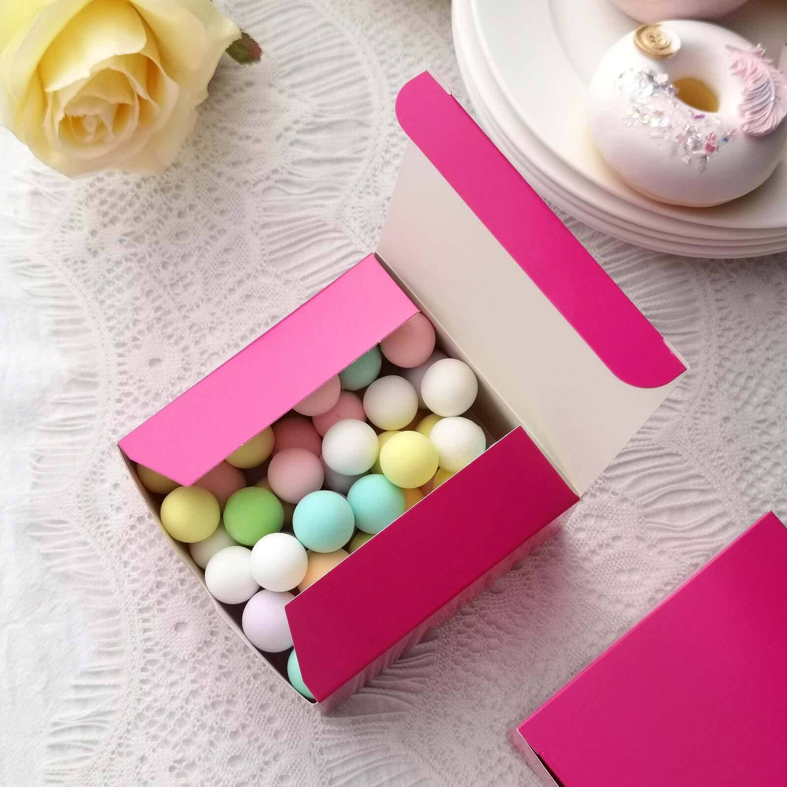 100-Pack Fuchsia Cardstock 4x4x2 Cake Cupcake Party Favor Gift Boxes for DIY