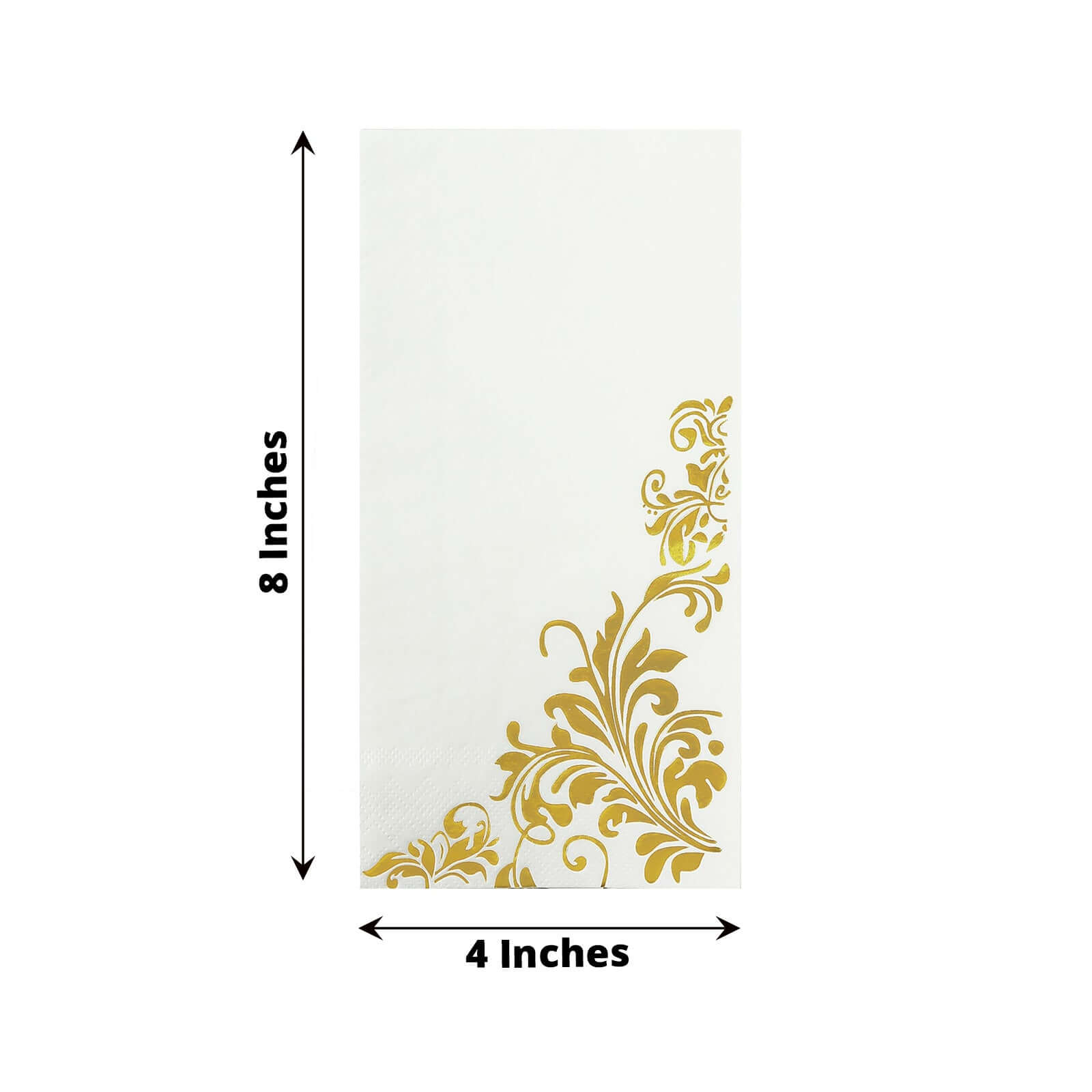 Hot! 50-Pack White Paper Dinner Napkins with Gold Baroque Floral Print