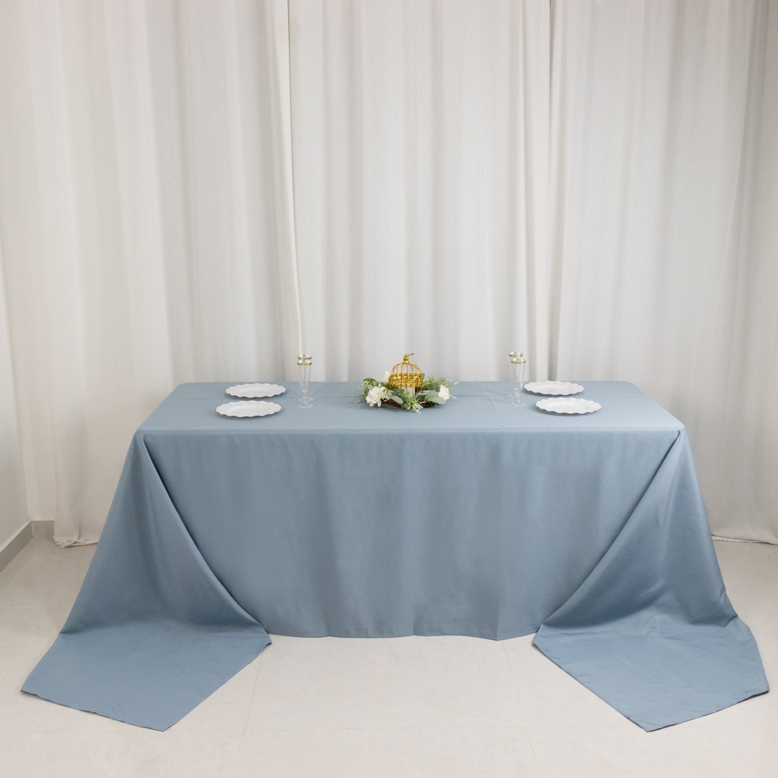 Exclusive Premium Polyester Rectangle Tablecloth in Dusty Blue - 90x156, 220GSM Stain-Resistant