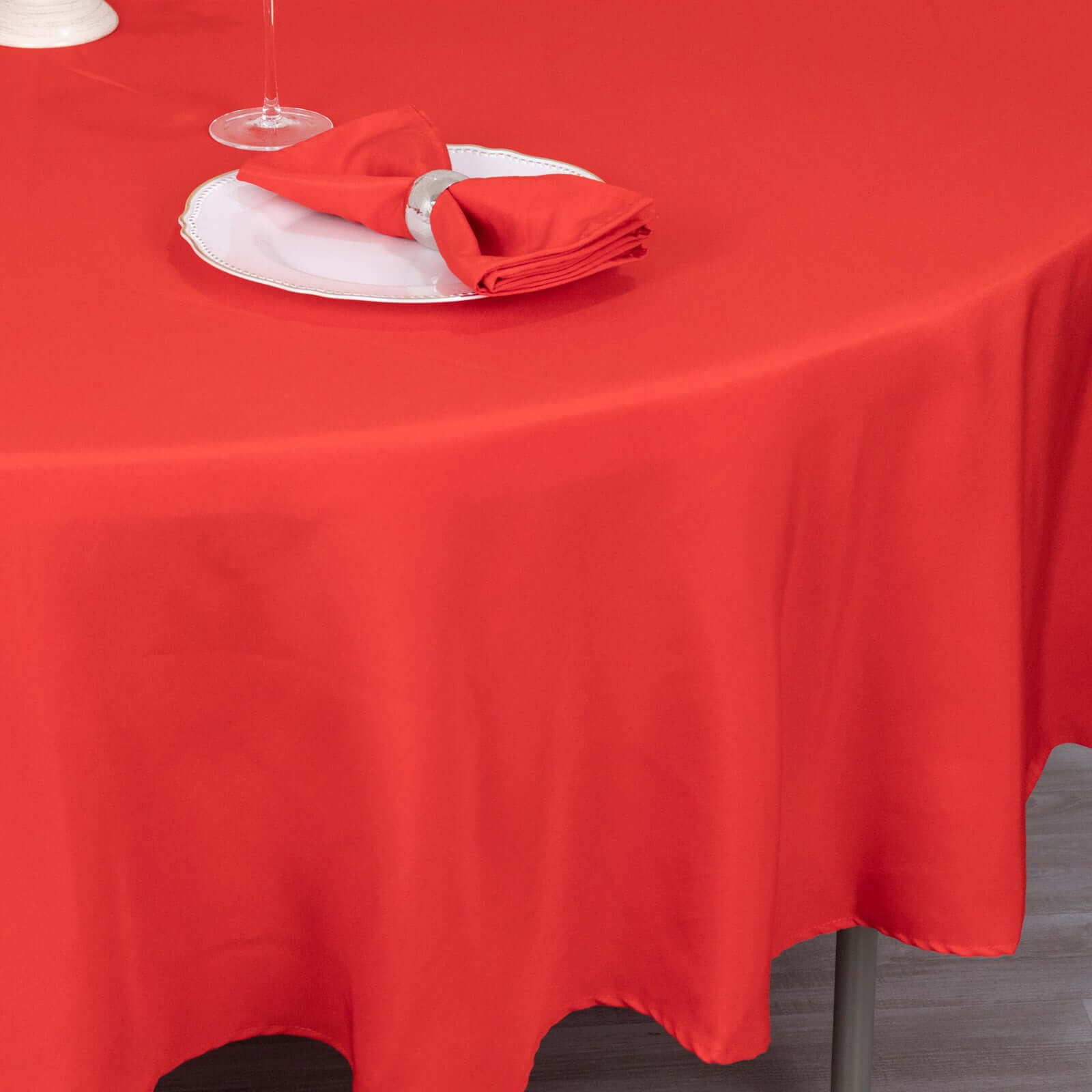 Hot Sale! Red 90-Inch Premium Polyester Round Tablecloth - Stain & Wrinkle Resistant, 220GSM
