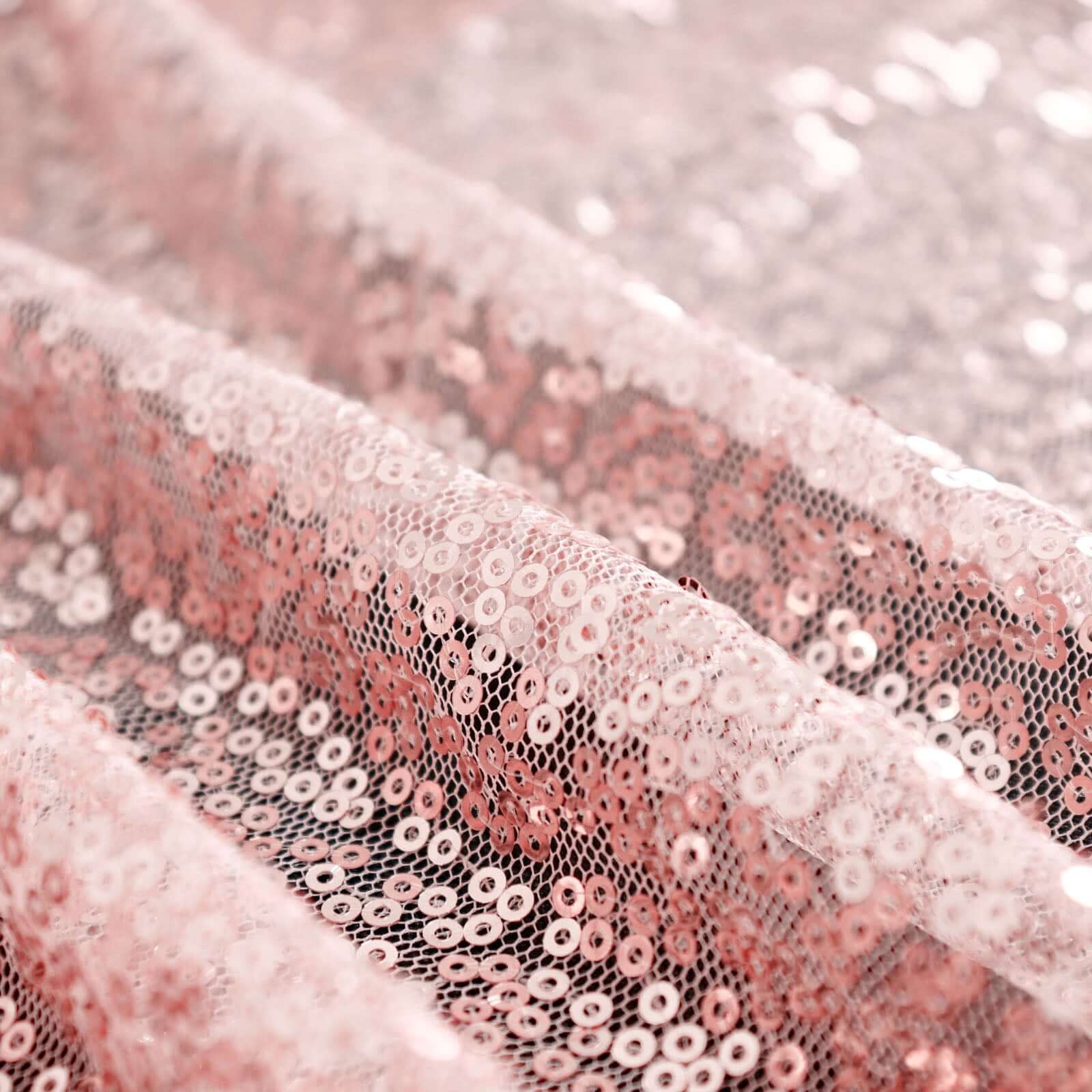 Rose Gold Glittering Sequin Rectangle Tablecloth, 60x126 Size