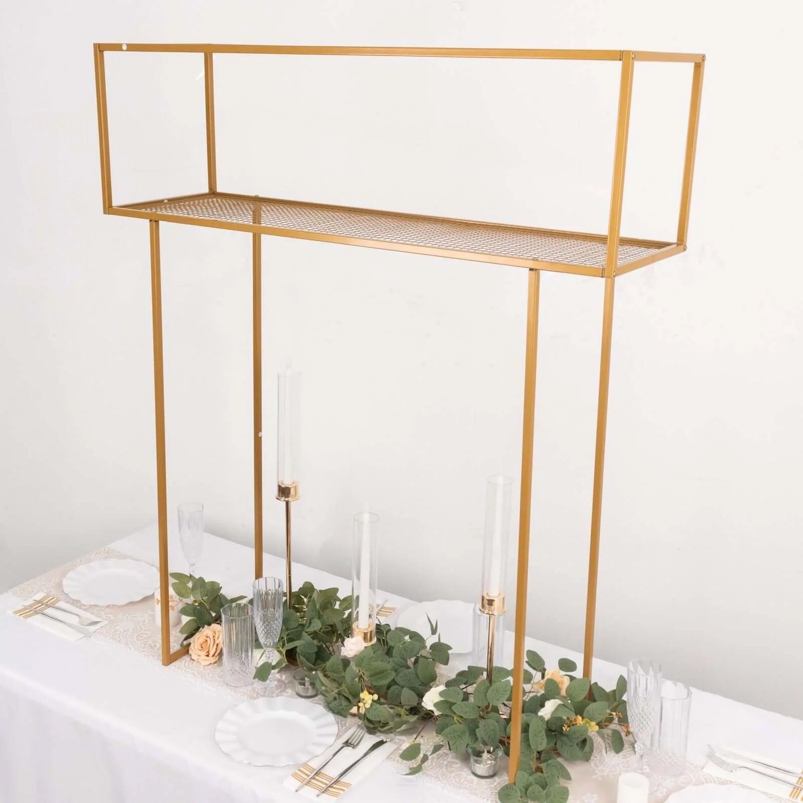 Heavy Duty Gold Metal Rectangular Tall Floral Display Rack - 48 Inches