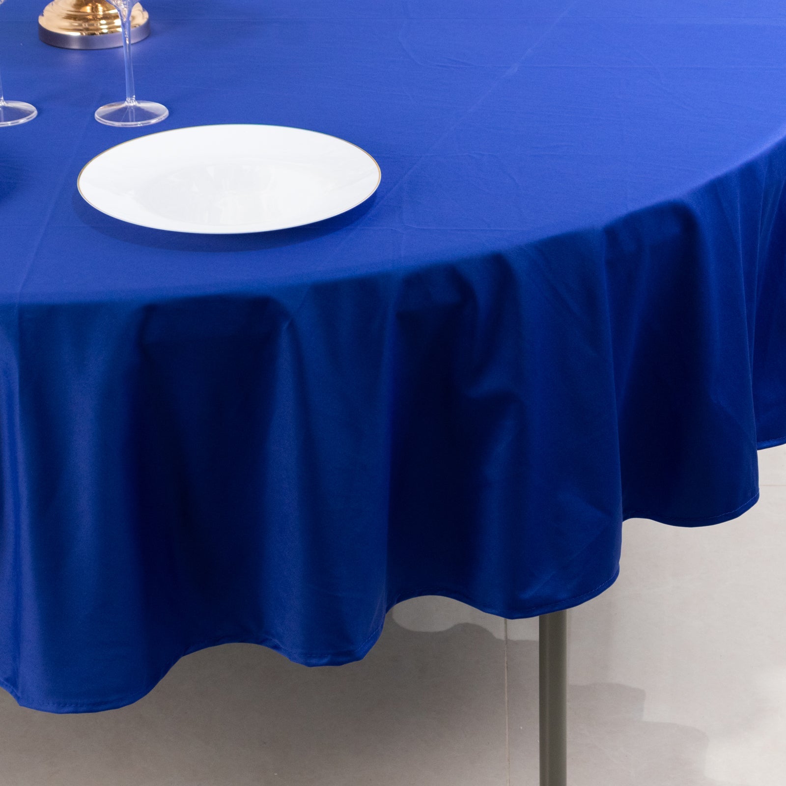 Wrinkle-Free & Stain-Resistant Royal Blue 90-Inch Premium Scuba Round Tablecloth