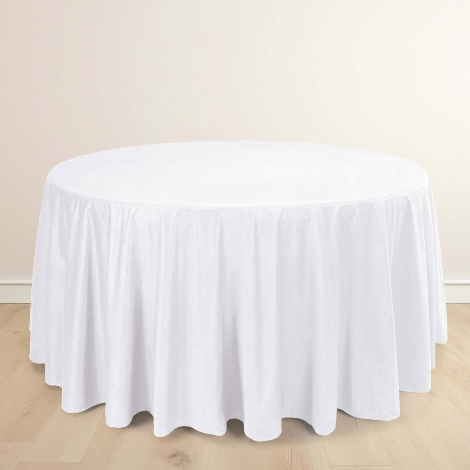 Exclusive Premium Scuba 120-Inch Round White Tablecloth - Wrinkle & Stain-Free for Weddings and Events